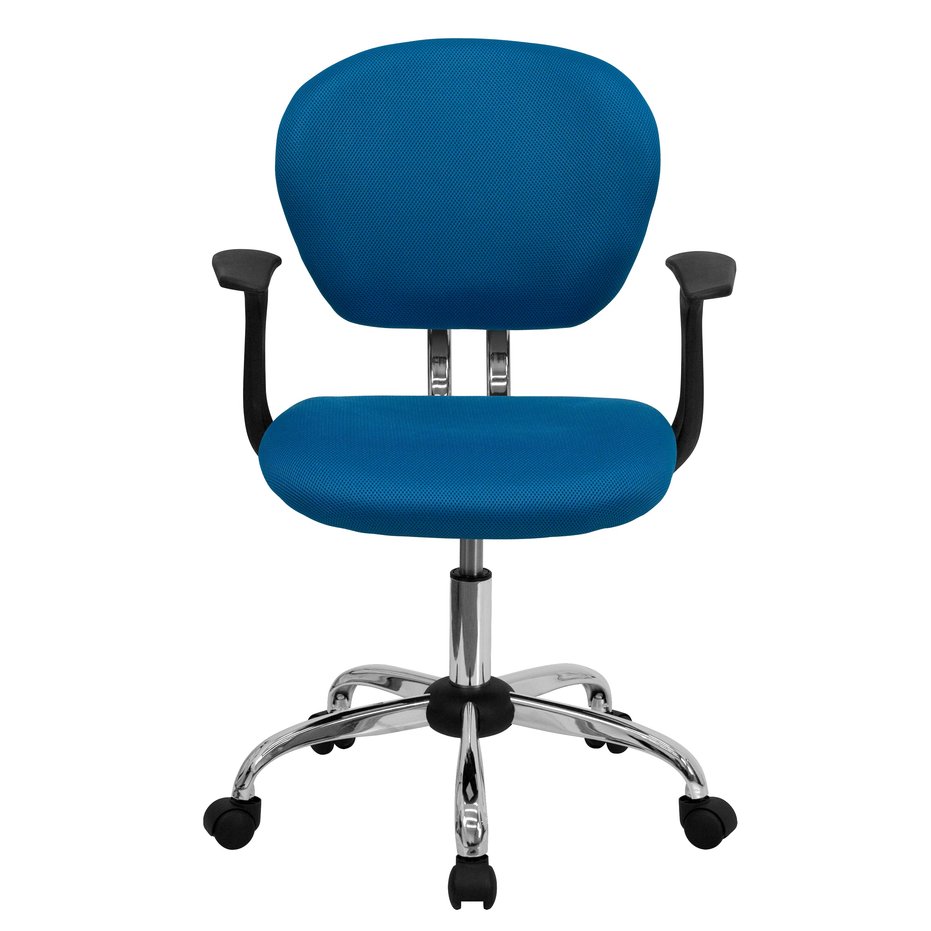 Mid-Back Mesh Padded Swivel Task Office Chair with Chrome Base and Arms-Office Chair-Flash Furniture-Wall2Wall Furnishings