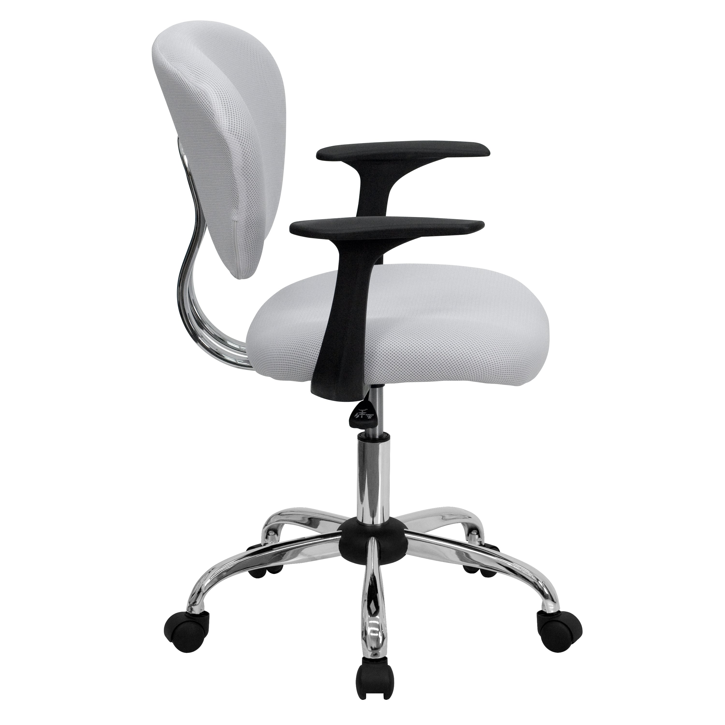 Mid-Back Mesh Padded Swivel Task Office Chair with Chrome Base and Arms