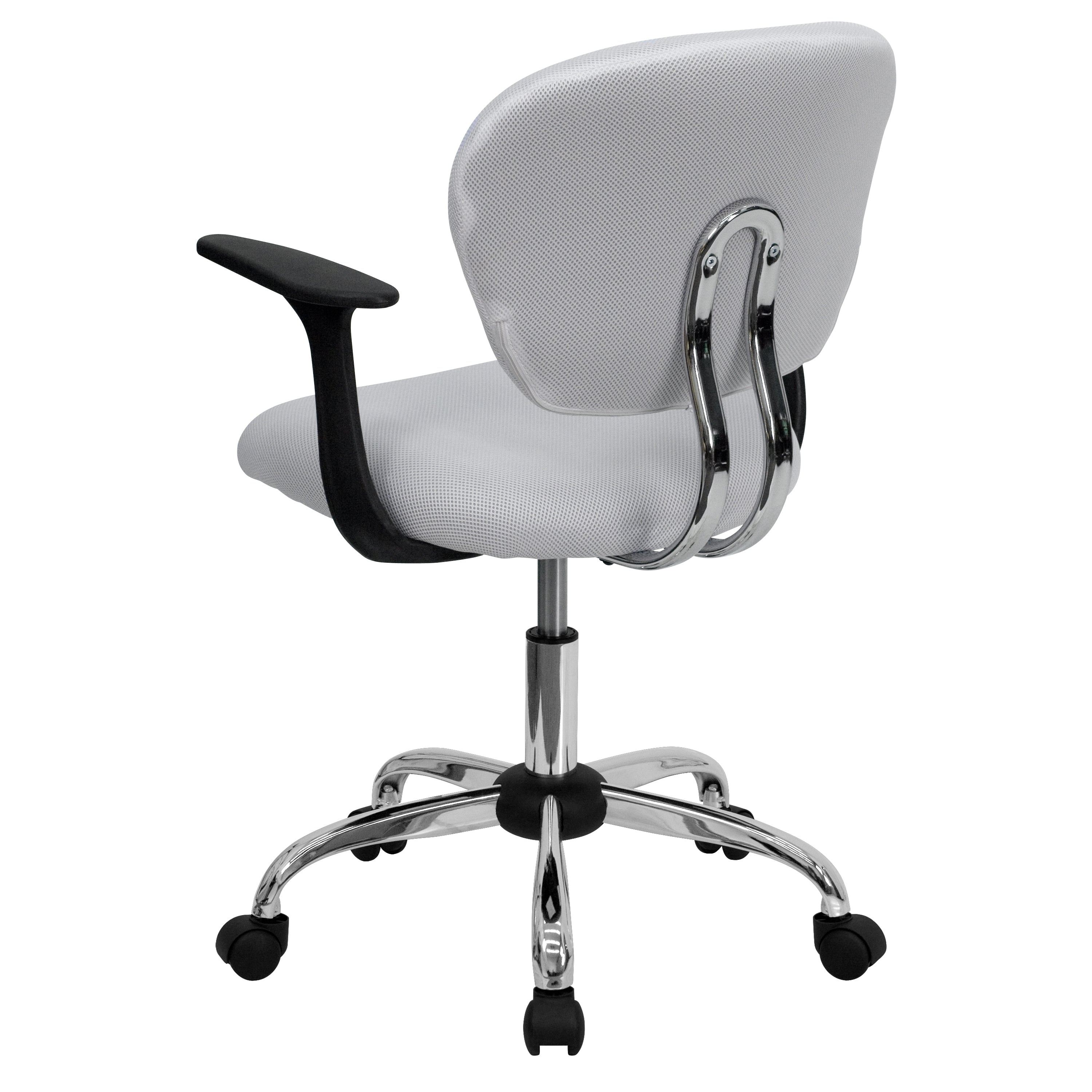 Mid-Back Mesh Padded Swivel Task Office Chair with Chrome Base and Arms