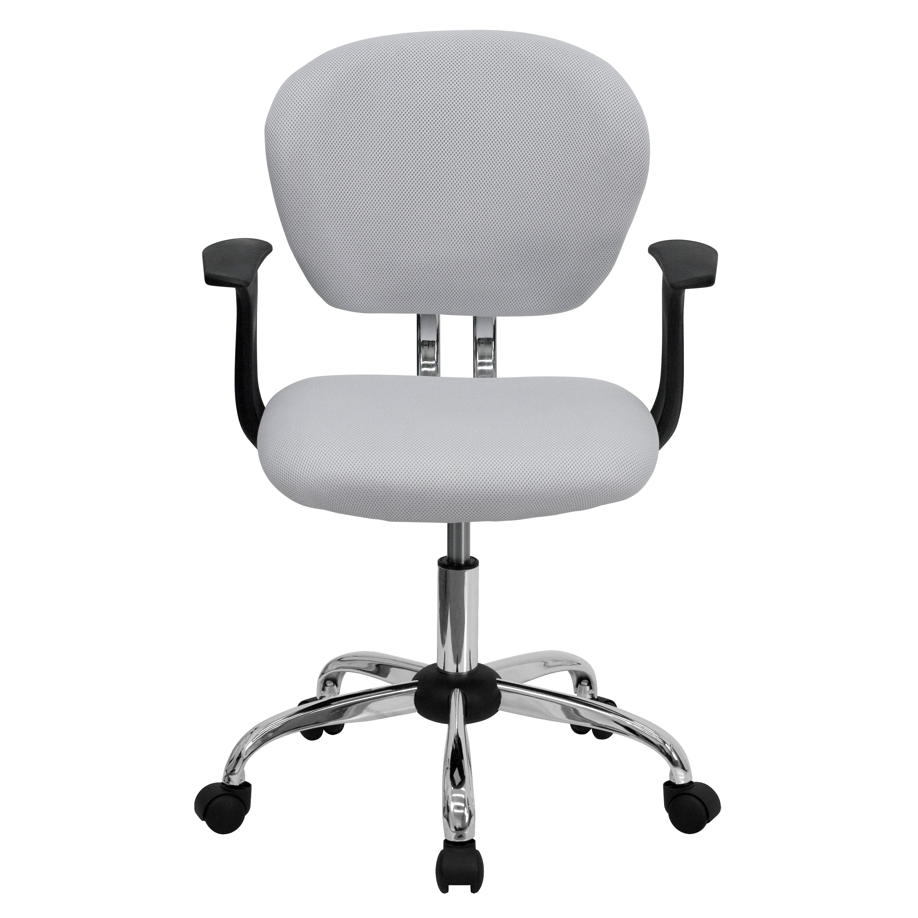 Mid-Back Mesh Padded Swivel Task Office Chair with Chrome Base and Arms