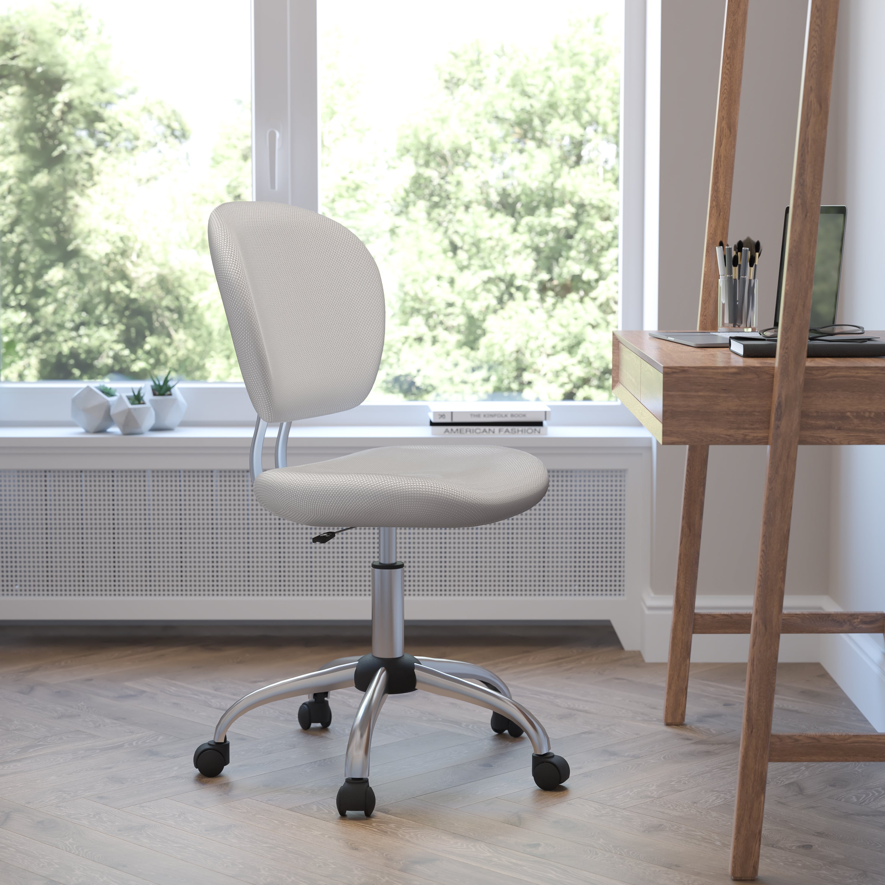 Mid-Back Mesh Padded Swivel Task Office Chair with Chrome Base