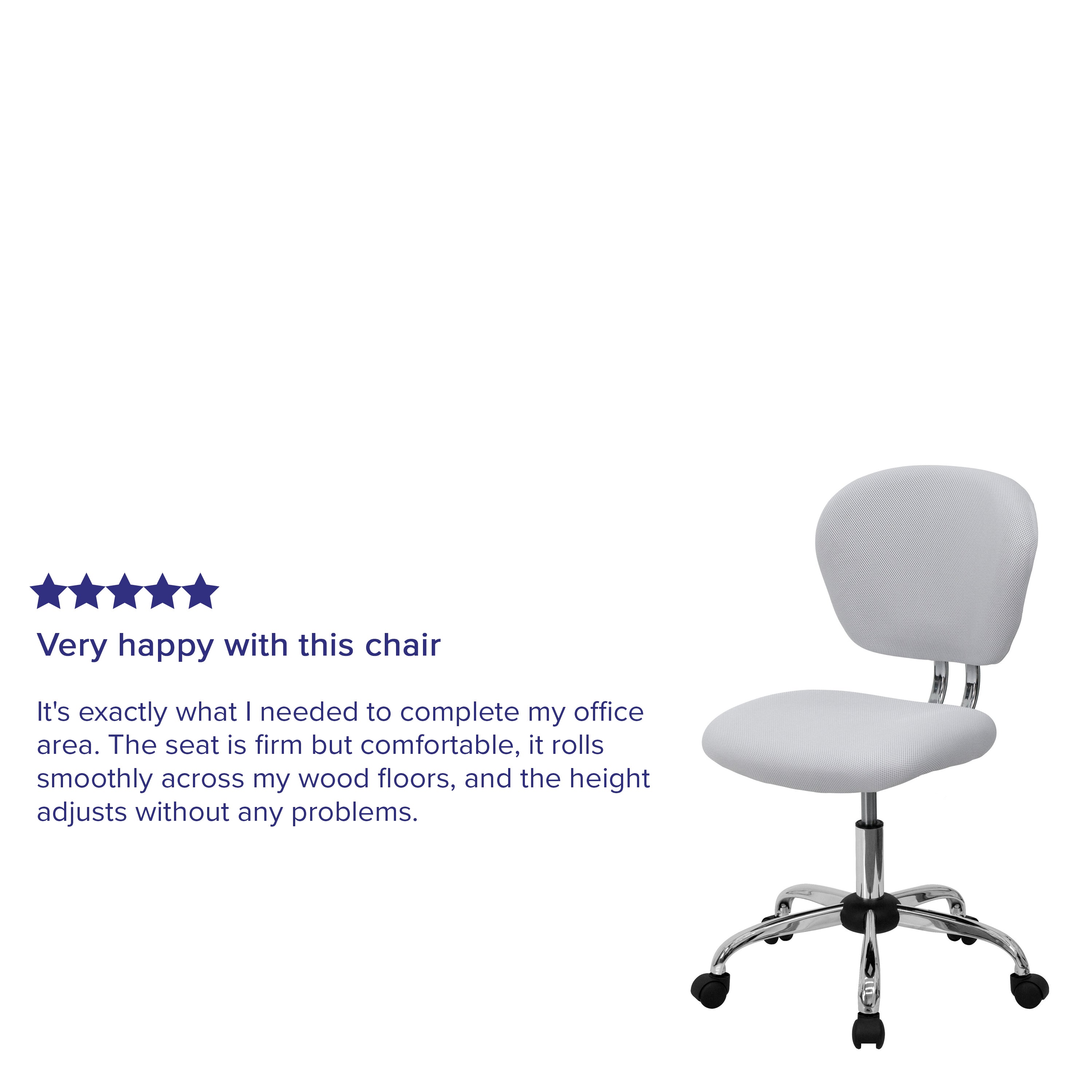 Mid-Back Mesh Padded Swivel Task Office Chair with Chrome Base