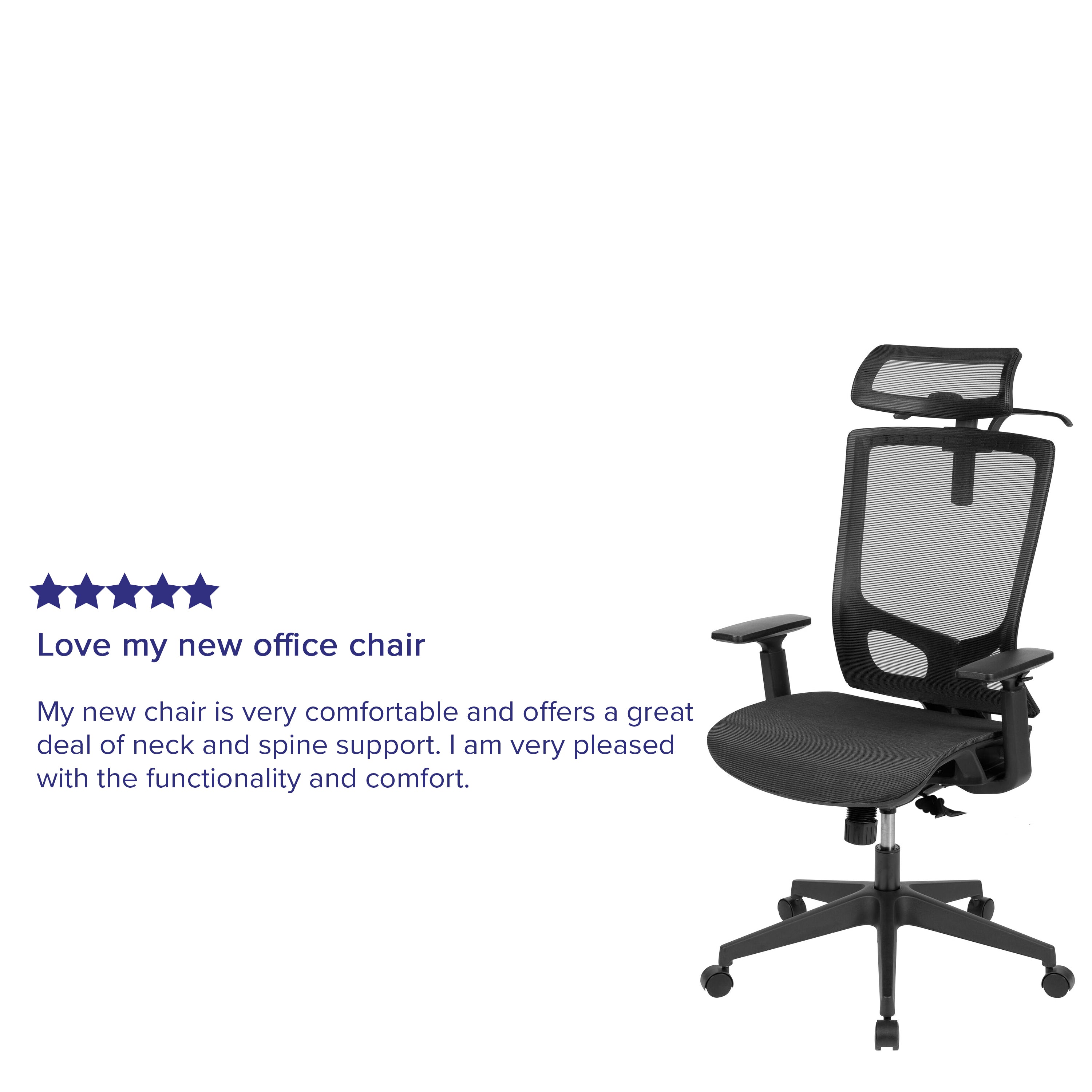 Ergonomic Mesh Office Chair with Synchro-Tilt, Pivot Adjustable Headrest, Lumbar Support, Coat Hanger and Adjustable Arms