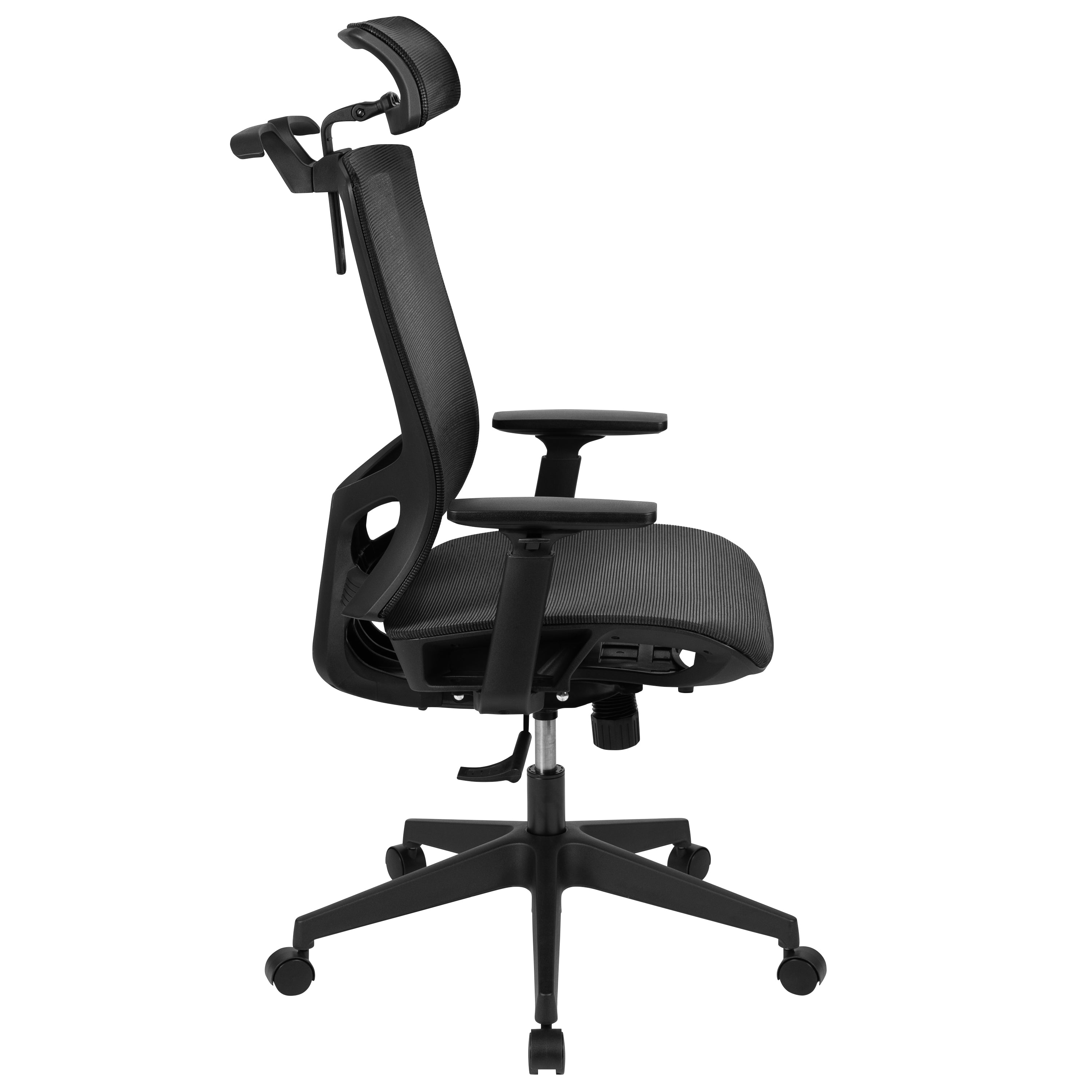 Ergonomic Mesh Office Chair with Synchro-Tilt, Pivot Adjustable Headrest, Lumbar Support, Coat Hanger and Adjustable Arms