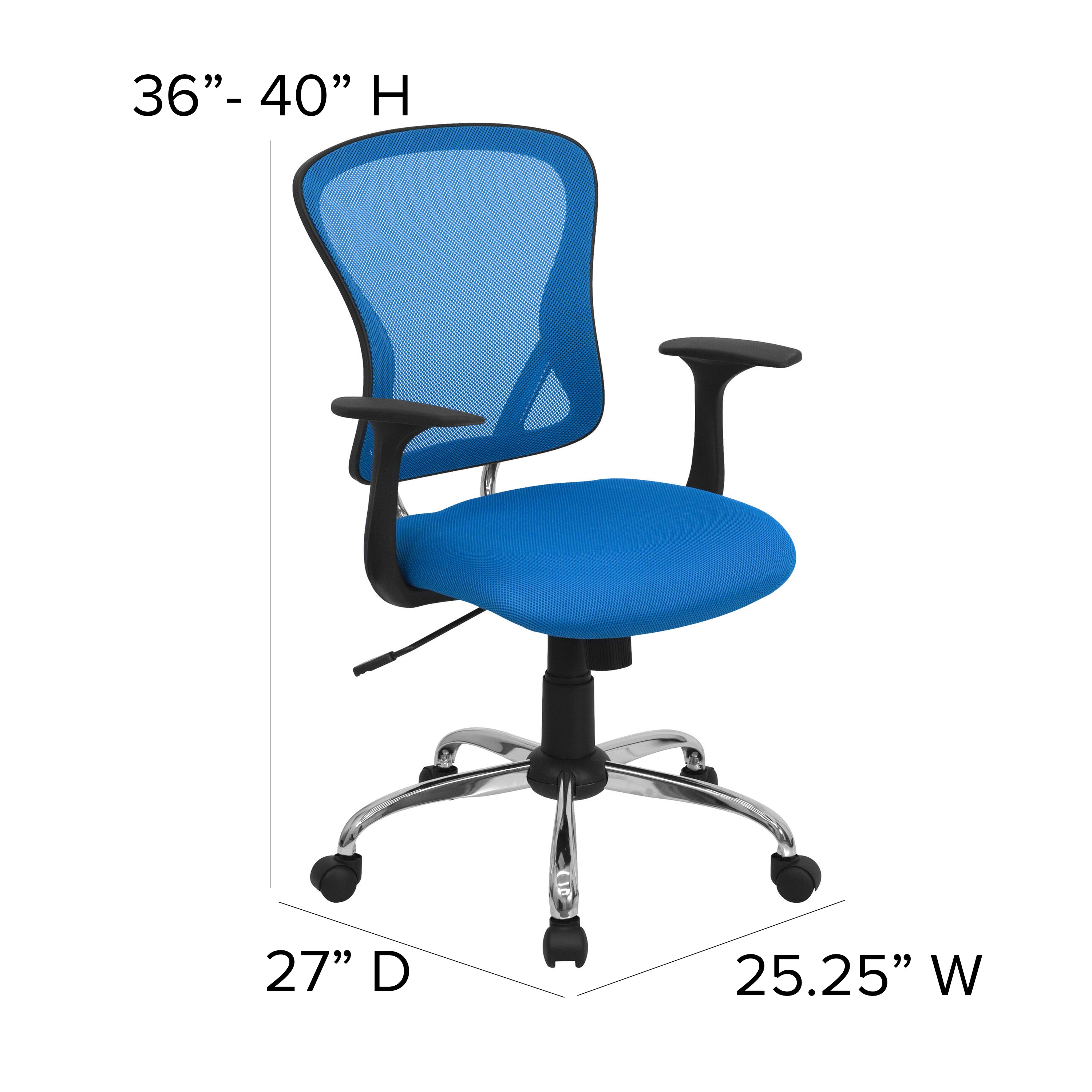 Mid-Back Mesh Swivel Task Office Chair with Chrome Base and Arms