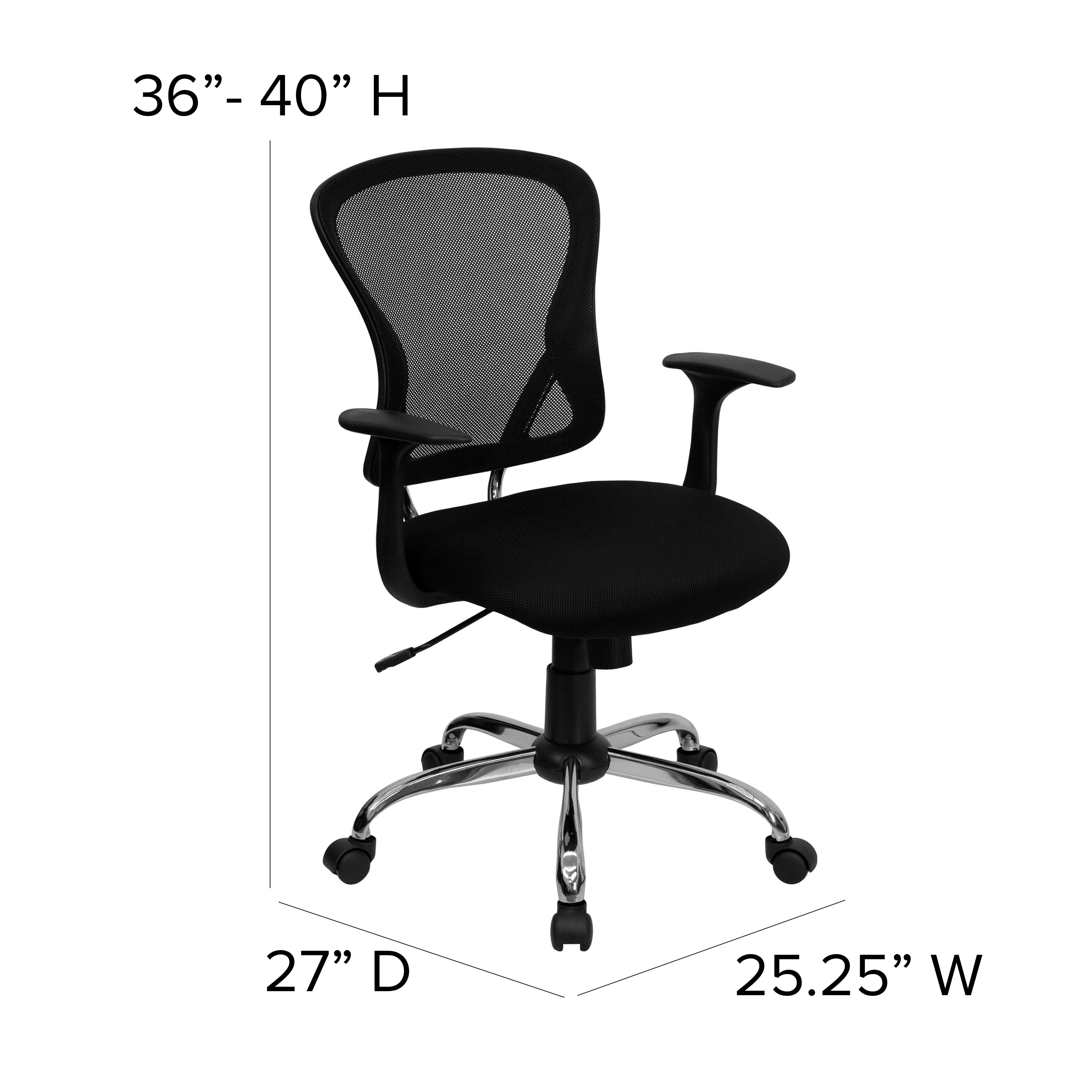 Mid-Back Mesh Swivel Task Office Chair with Chrome Base and Arms