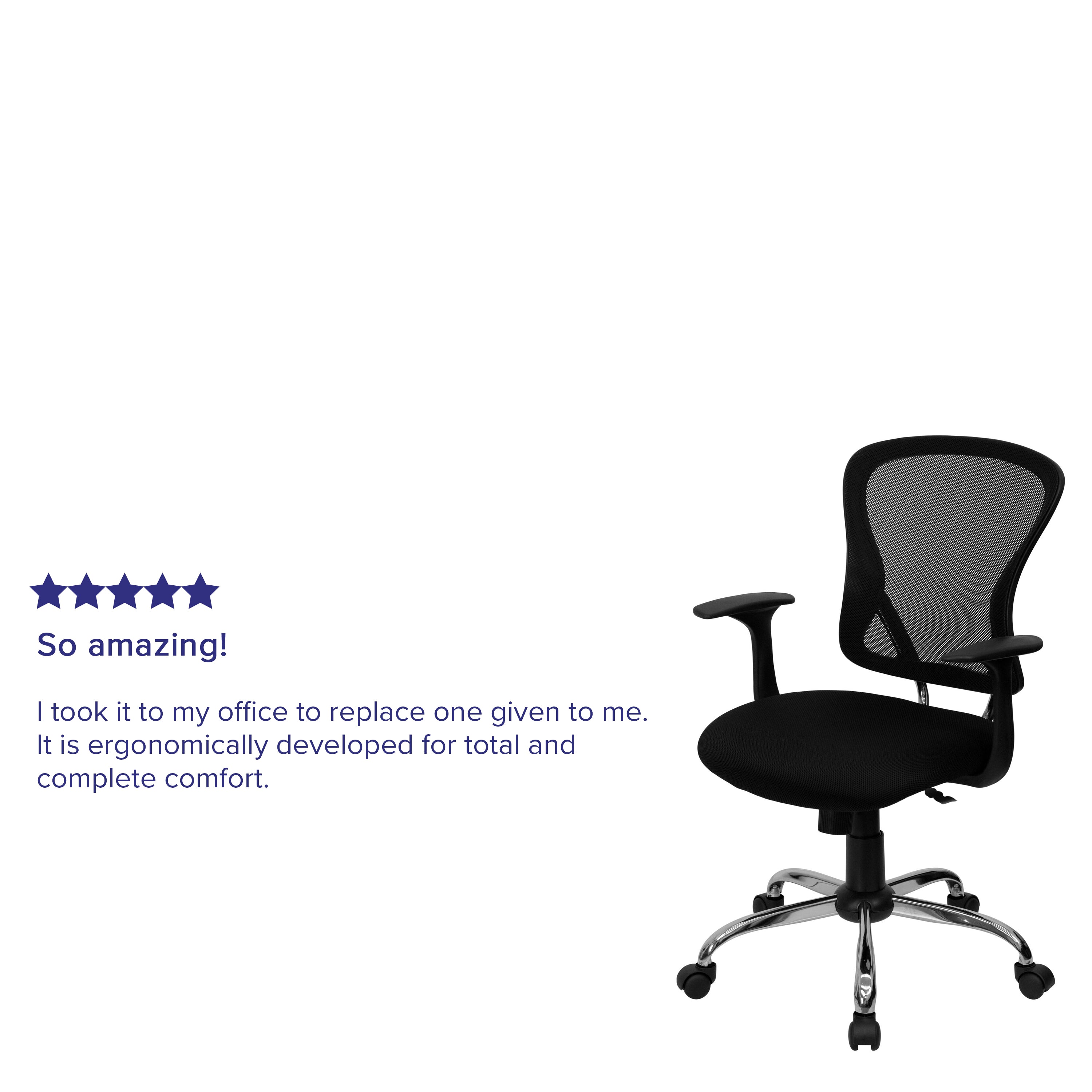 Mid-Back Mesh Swivel Task Office Chair with Chrome Base and Arms