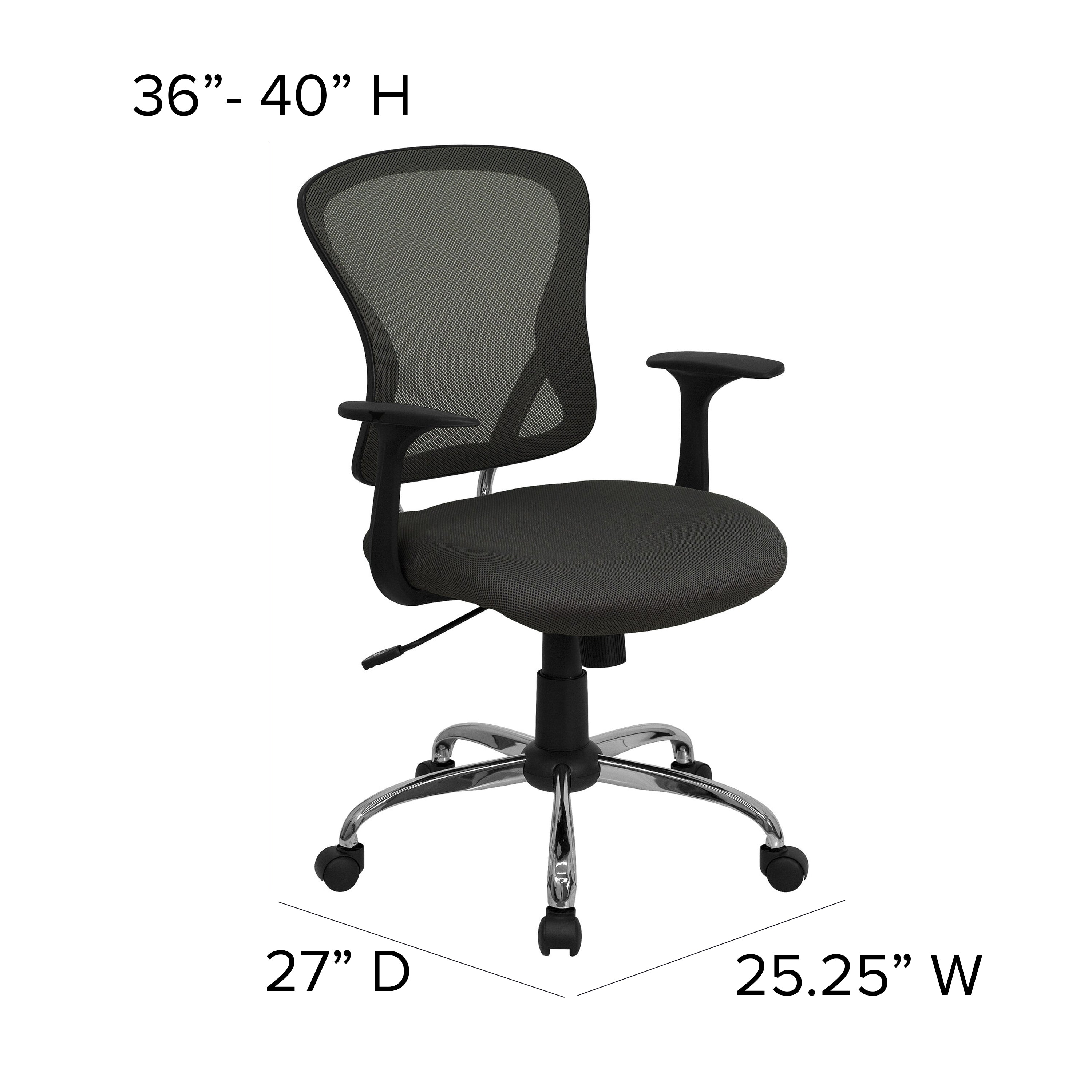 Mid-Back Mesh Swivel Task Office Chair with Chrome Base and Arms