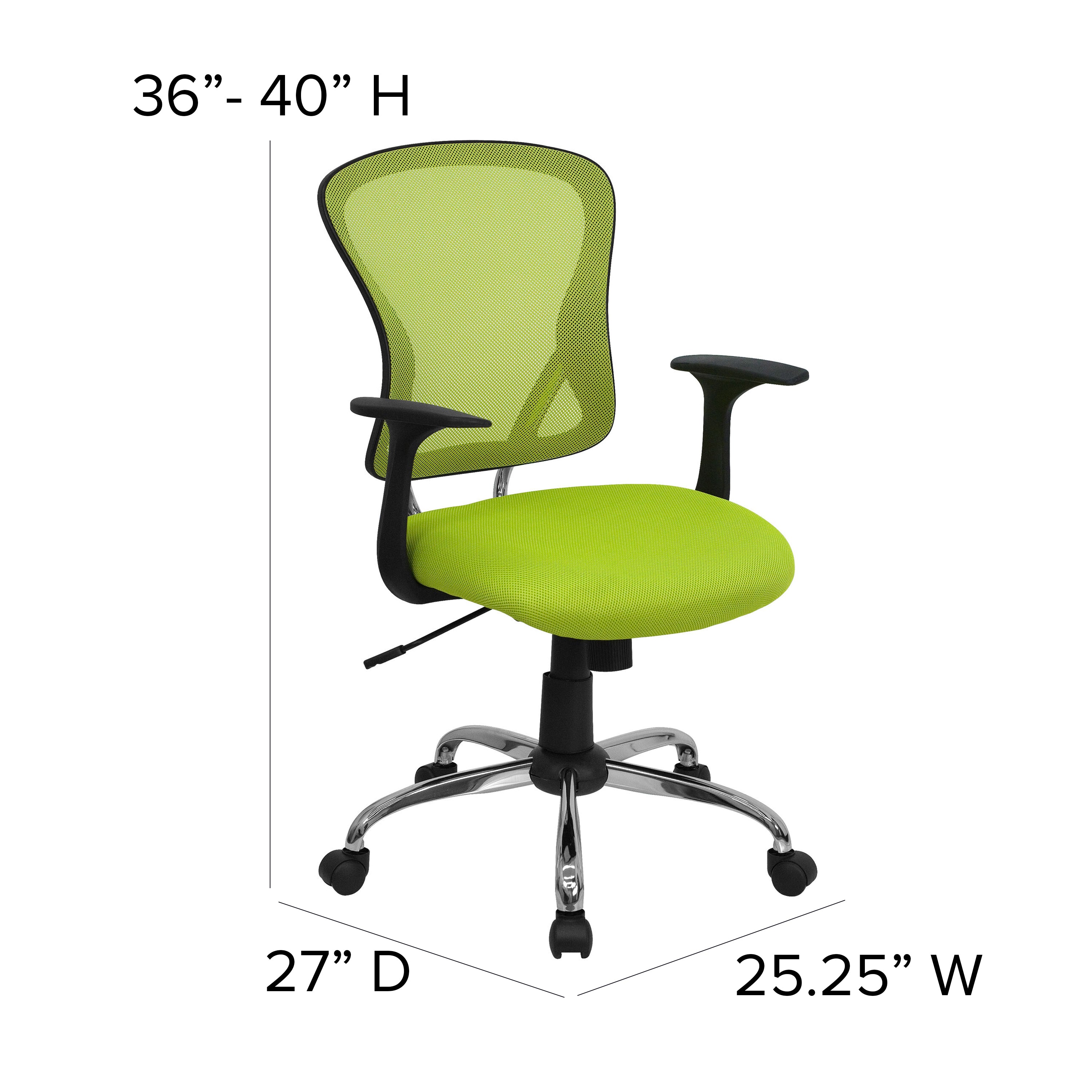 Mid-Back Mesh Swivel Task Office Chair with Chrome Base and Arms