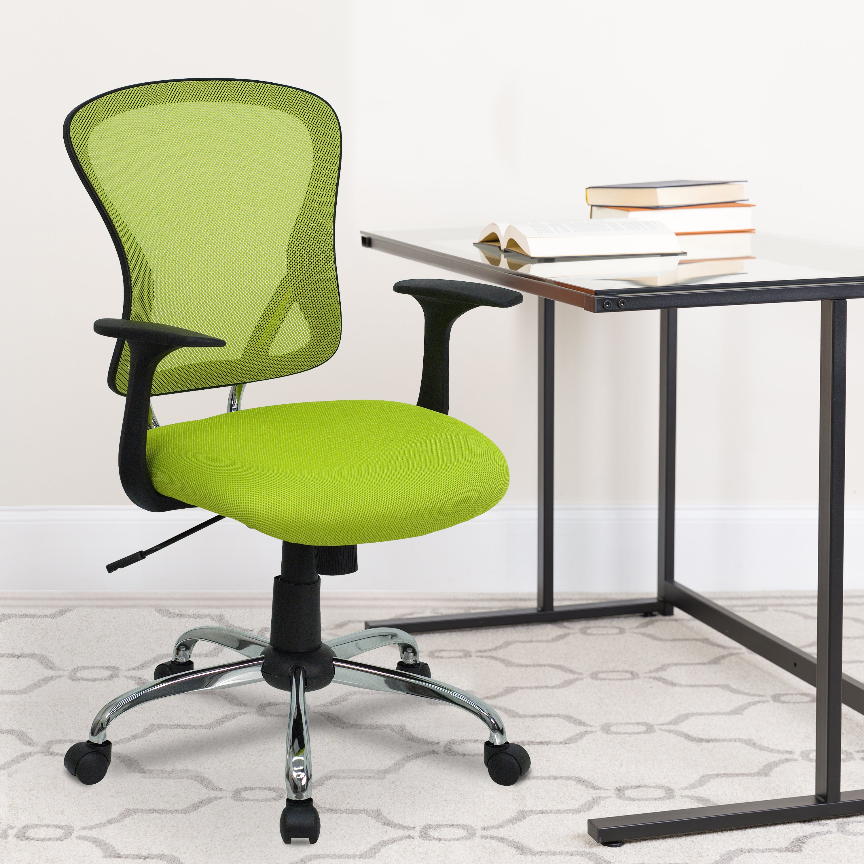 Mid-Back Mesh Swivel Task Office Chair with Chrome Base and Arms