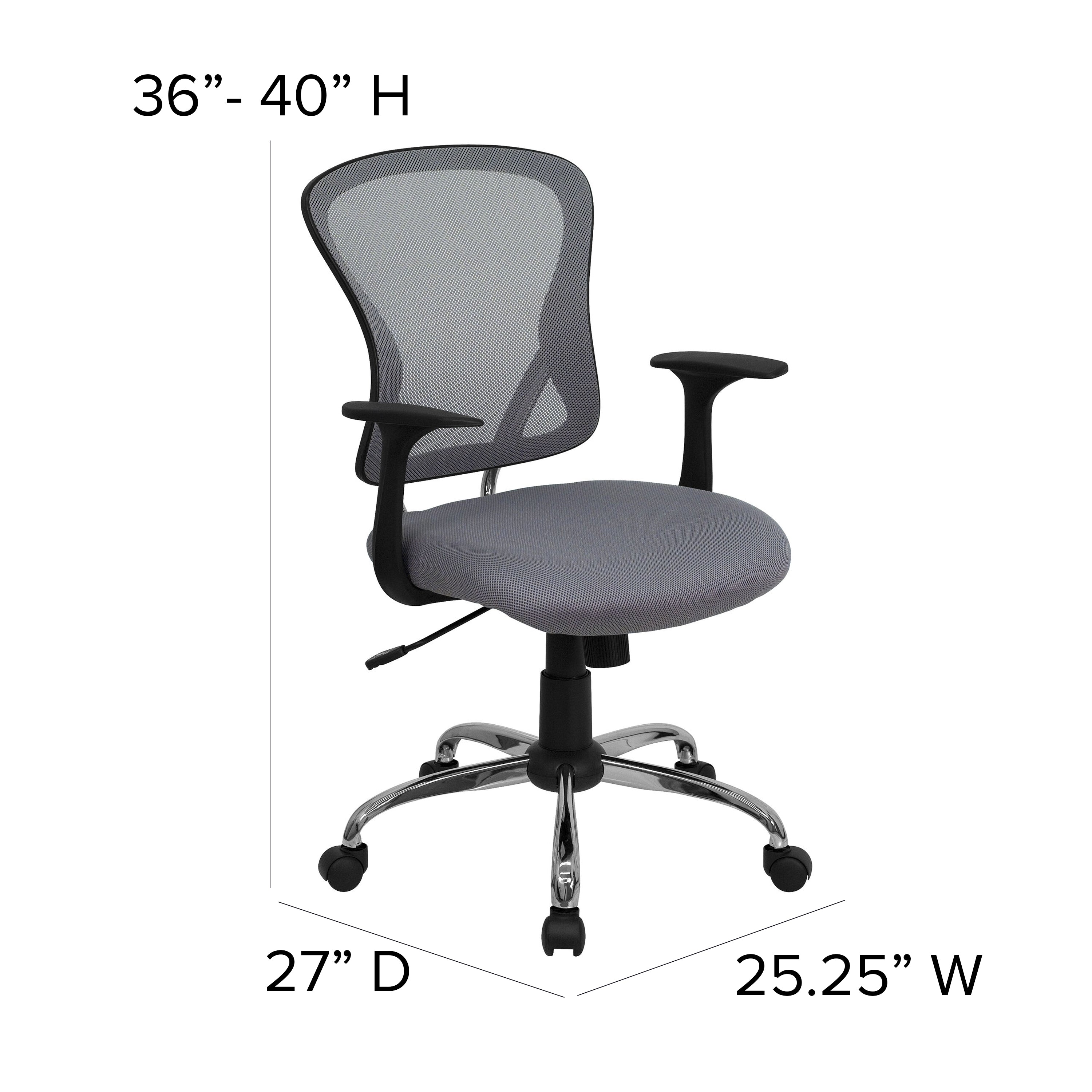 Mid-Back Mesh Swivel Task Office Chair with Chrome Base and Arms