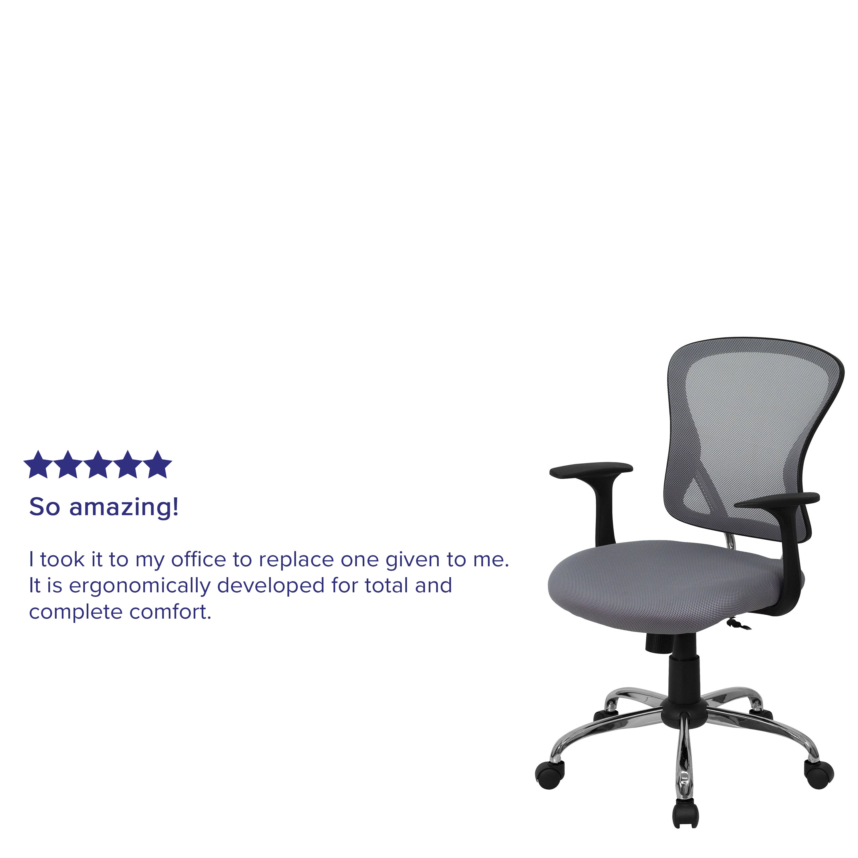Mid-Back Mesh Swivel Task Office Chair with Chrome Base and Arms