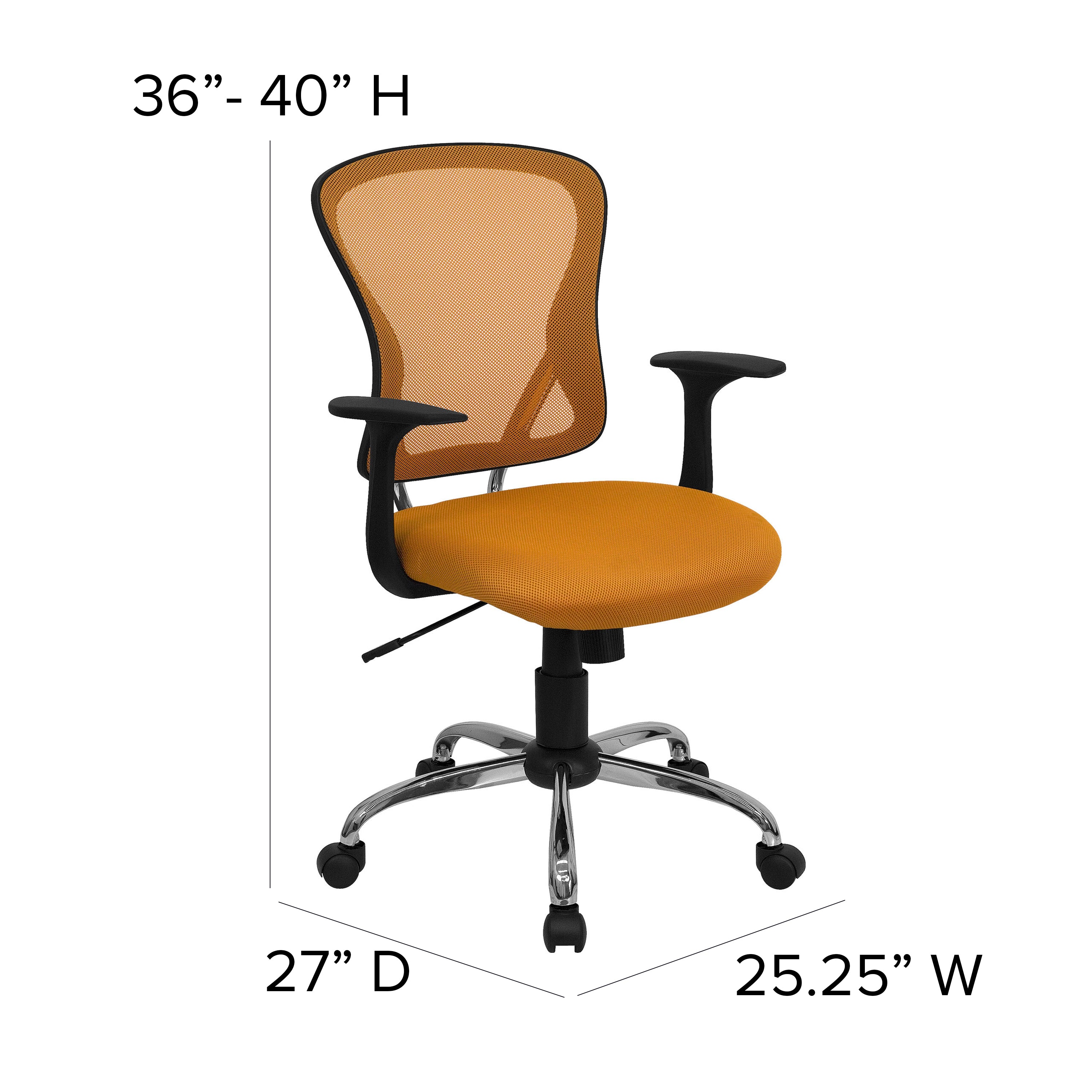 Mid-Back Mesh Swivel Task Office Chair with Chrome Base and Arms