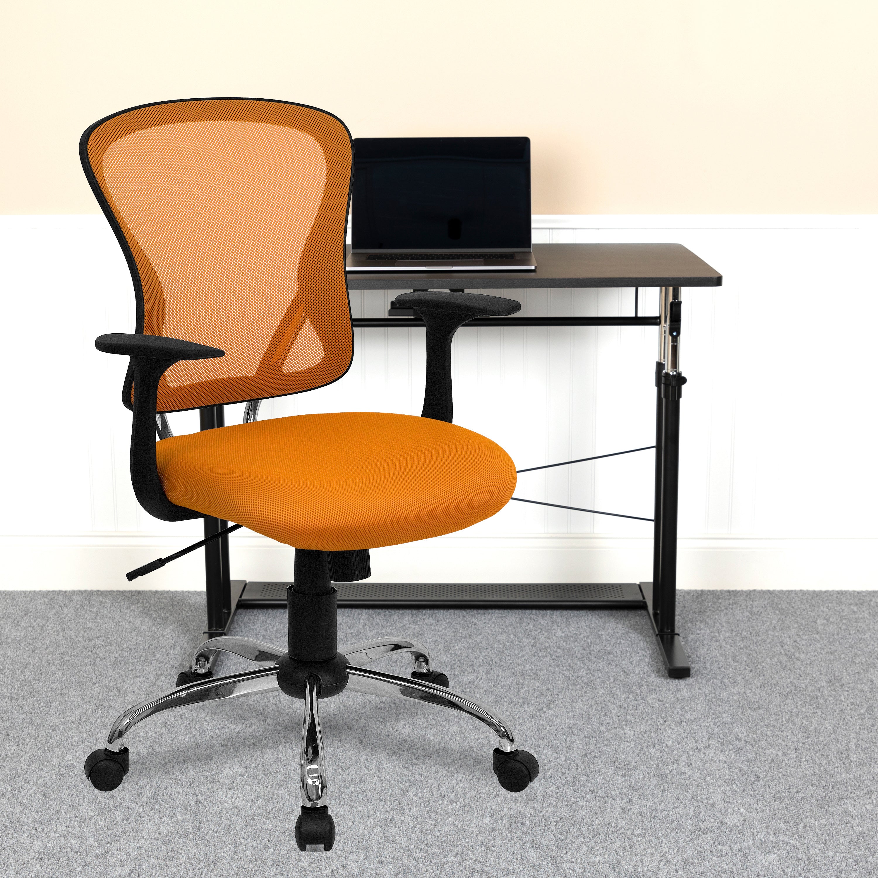 Mid-Back Mesh Swivel Task Office Chair with Chrome Base and Arms