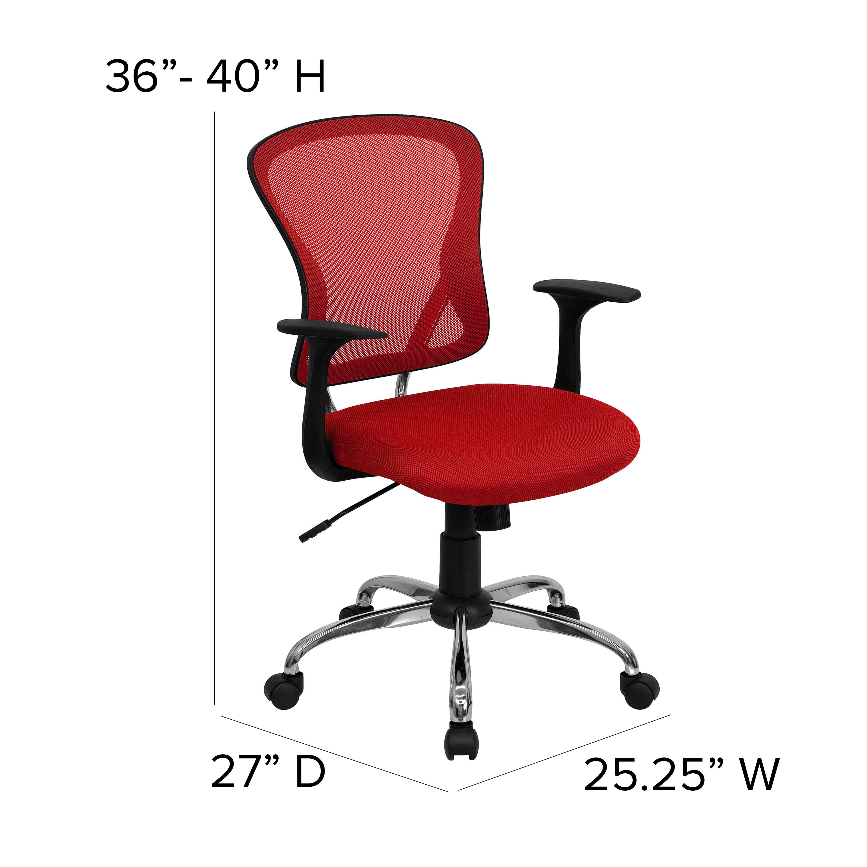 Mid-Back Mesh Swivel Task Office Chair with Chrome Base and Arms