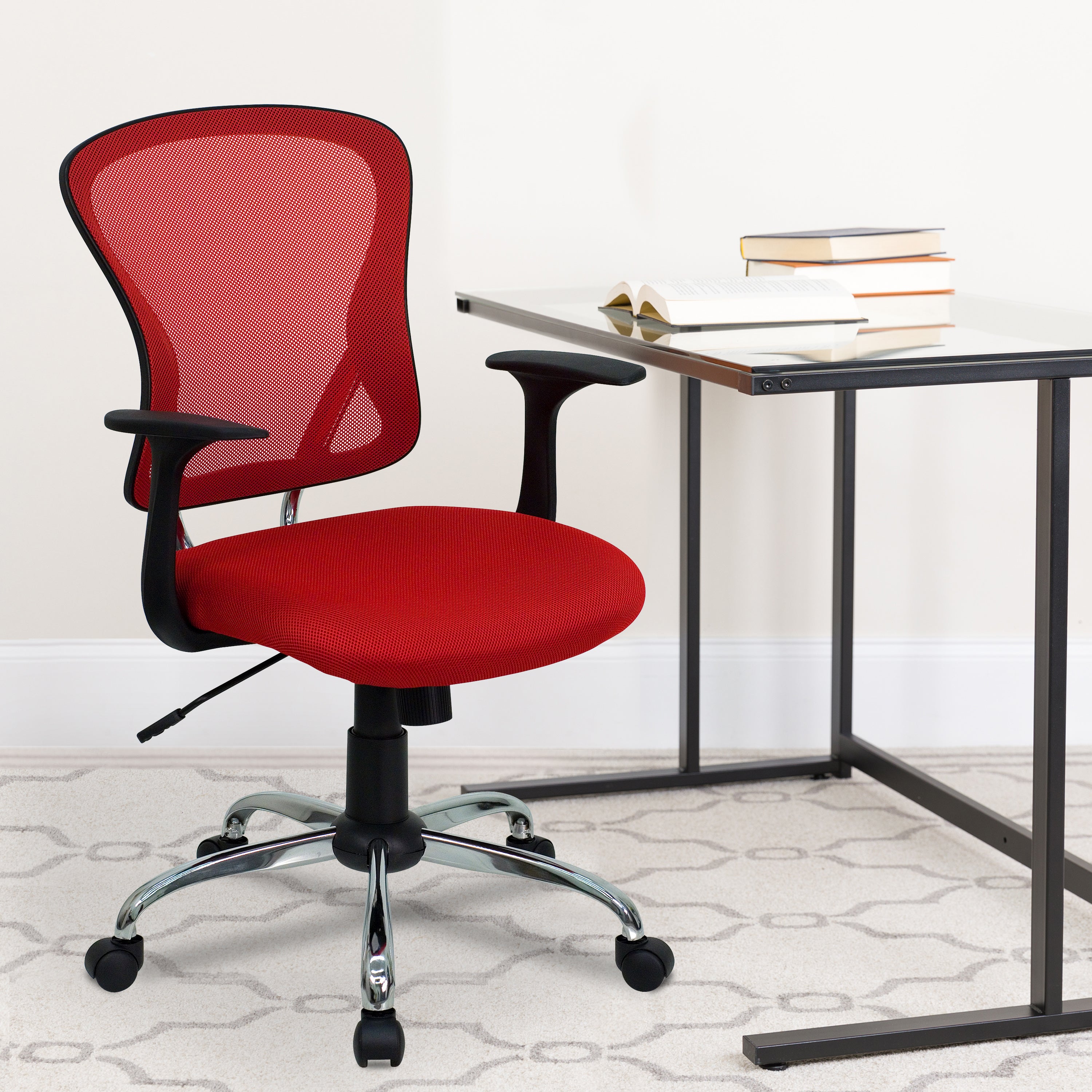 Mid-Back Mesh Swivel Task Office Chair with Chrome Base and Arms