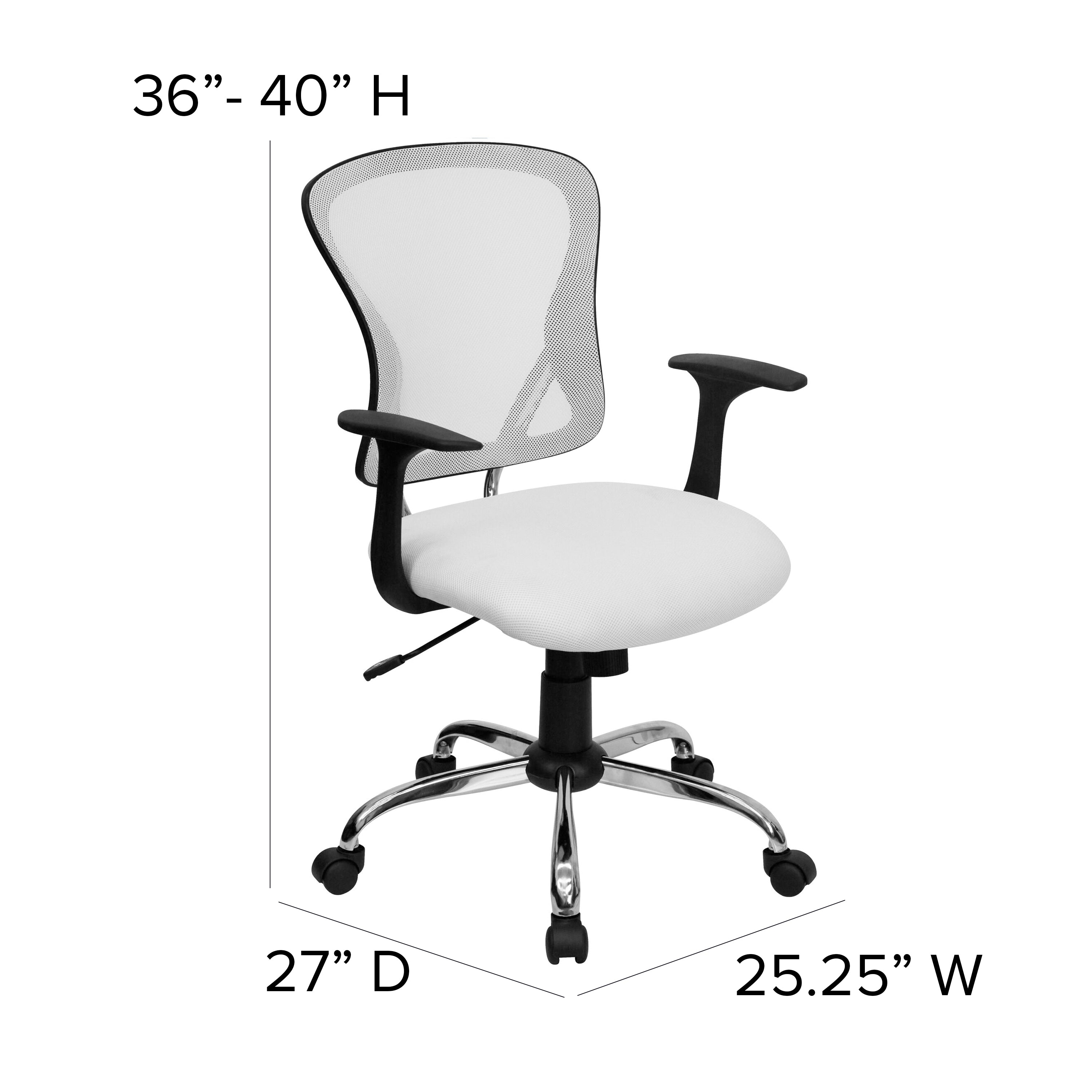 Mid-Back Mesh Swivel Task Office Chair with Chrome Base and Arms