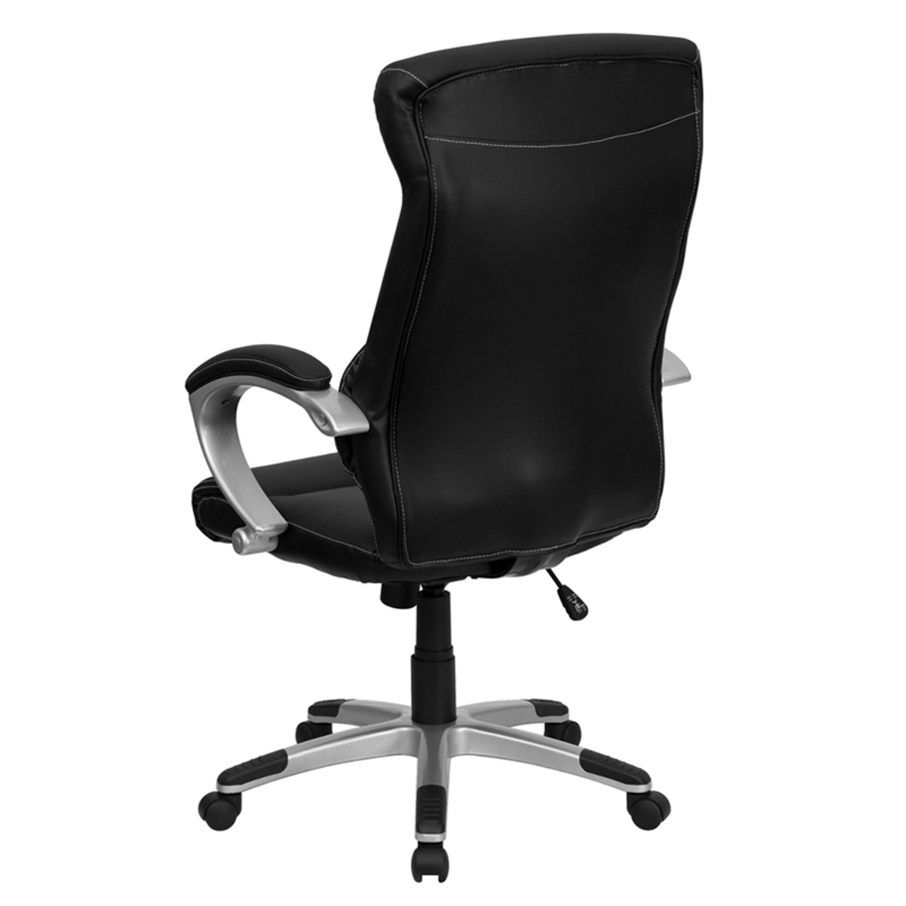 High Back LeatherSoft Executive Swivel Office Chair with Curved Headrest and White Line Stitching-Office Chair-Flash Furniture-Wall2Wall Furnishings