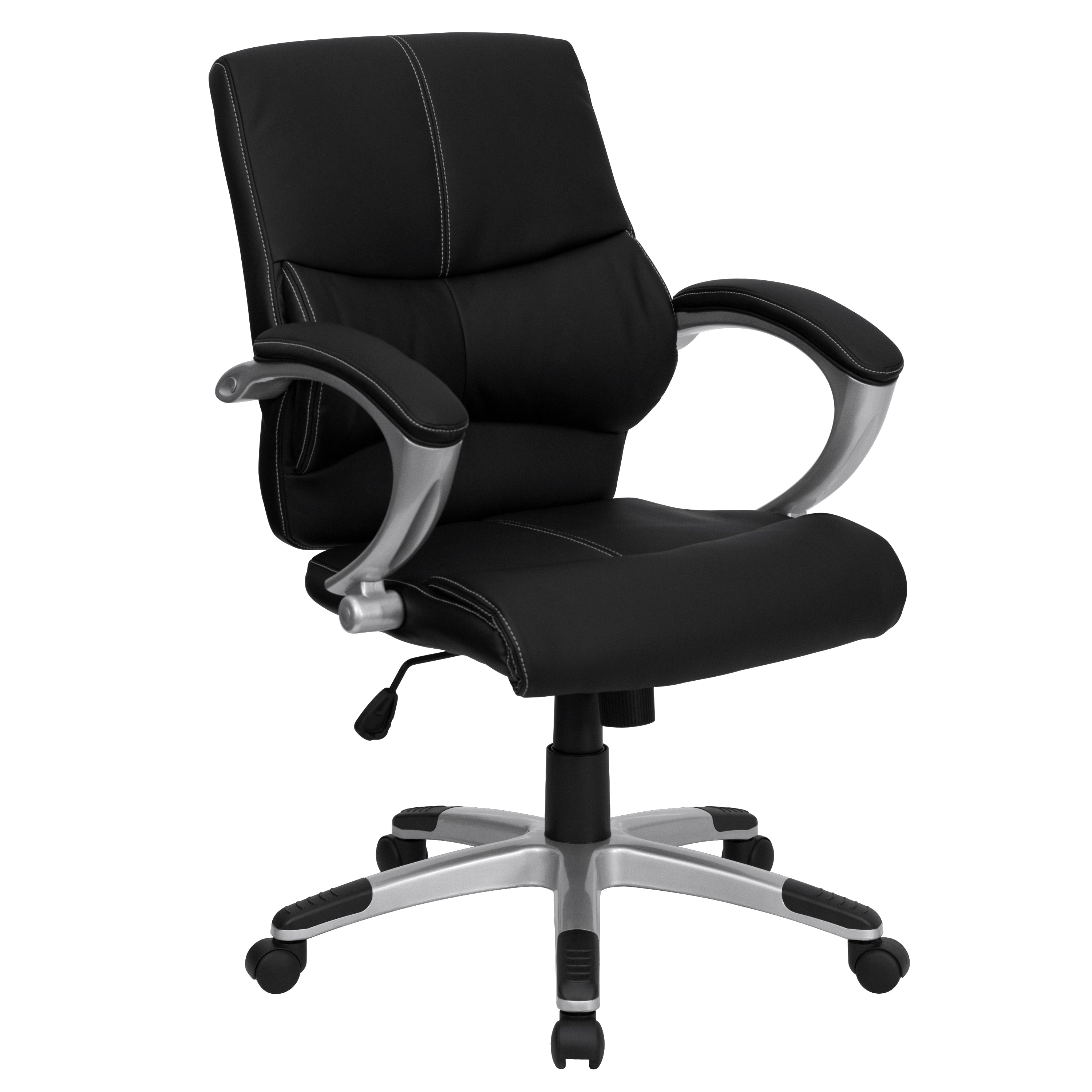 Mid-Back LeatherSoft Contemporary Swivel Manager's Office Chair with Arms-Office Chair-Flash Furniture-Wall2Wall Furnishings