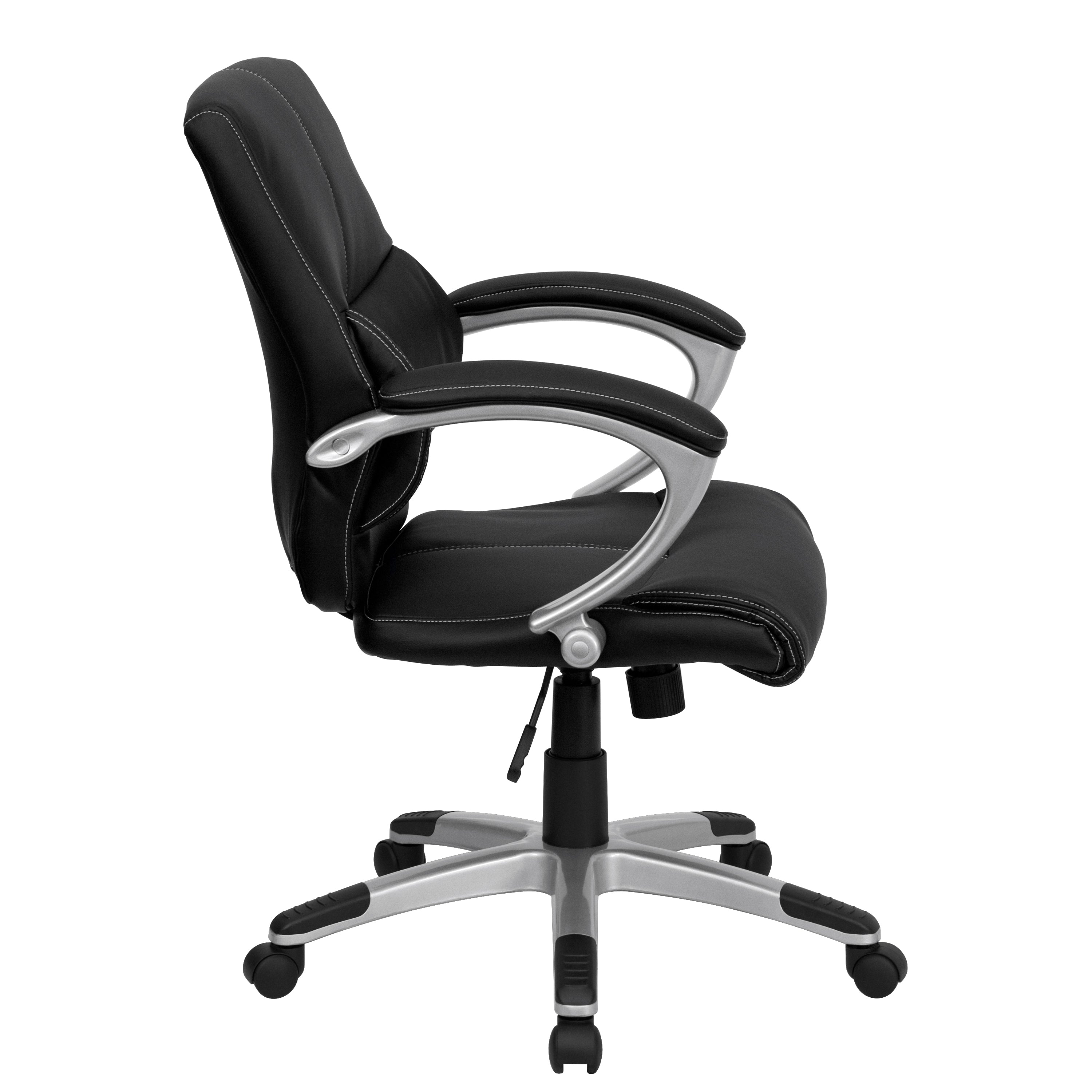 Mid-Back LeatherSoft Contemporary Swivel Manager's Office Chair with Arms-Office Chair-Flash Furniture-Wall2Wall Furnishings