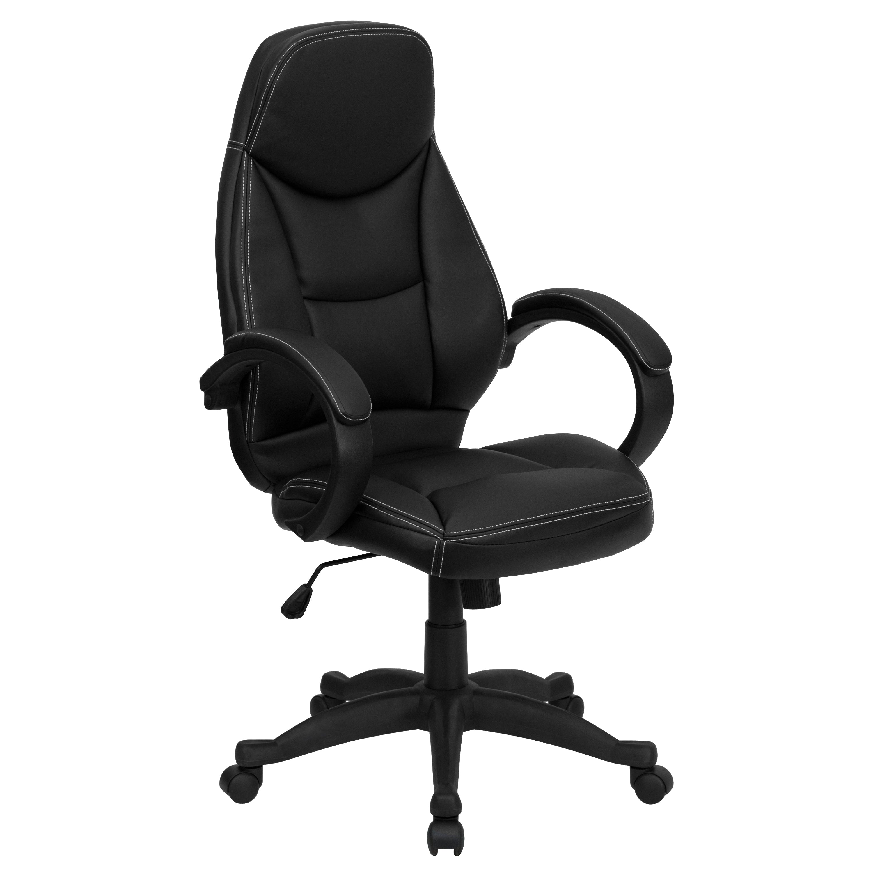 High Back LeatherSoft Contemporary Executive Swivel Ergonomic Office Chair with Curved Back and Loop Arms-Office Chair-Flash Furniture-Wall2Wall Furnishings