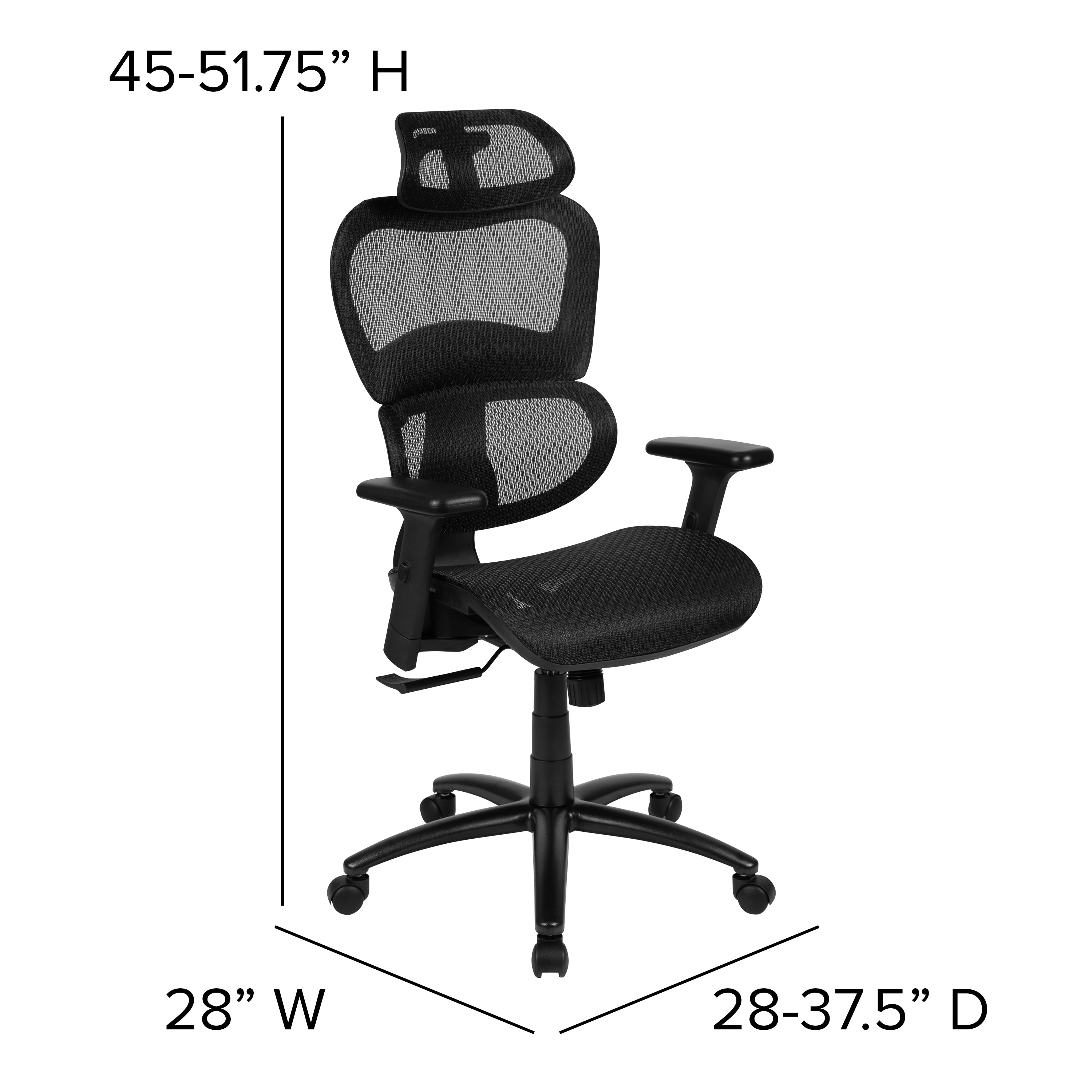 Ergonomic Mesh Office Chair with 2-to-1 Synchro-Tilt, Adjustable Headrest, Lumbar Support, and Adjustable Pivot Arms