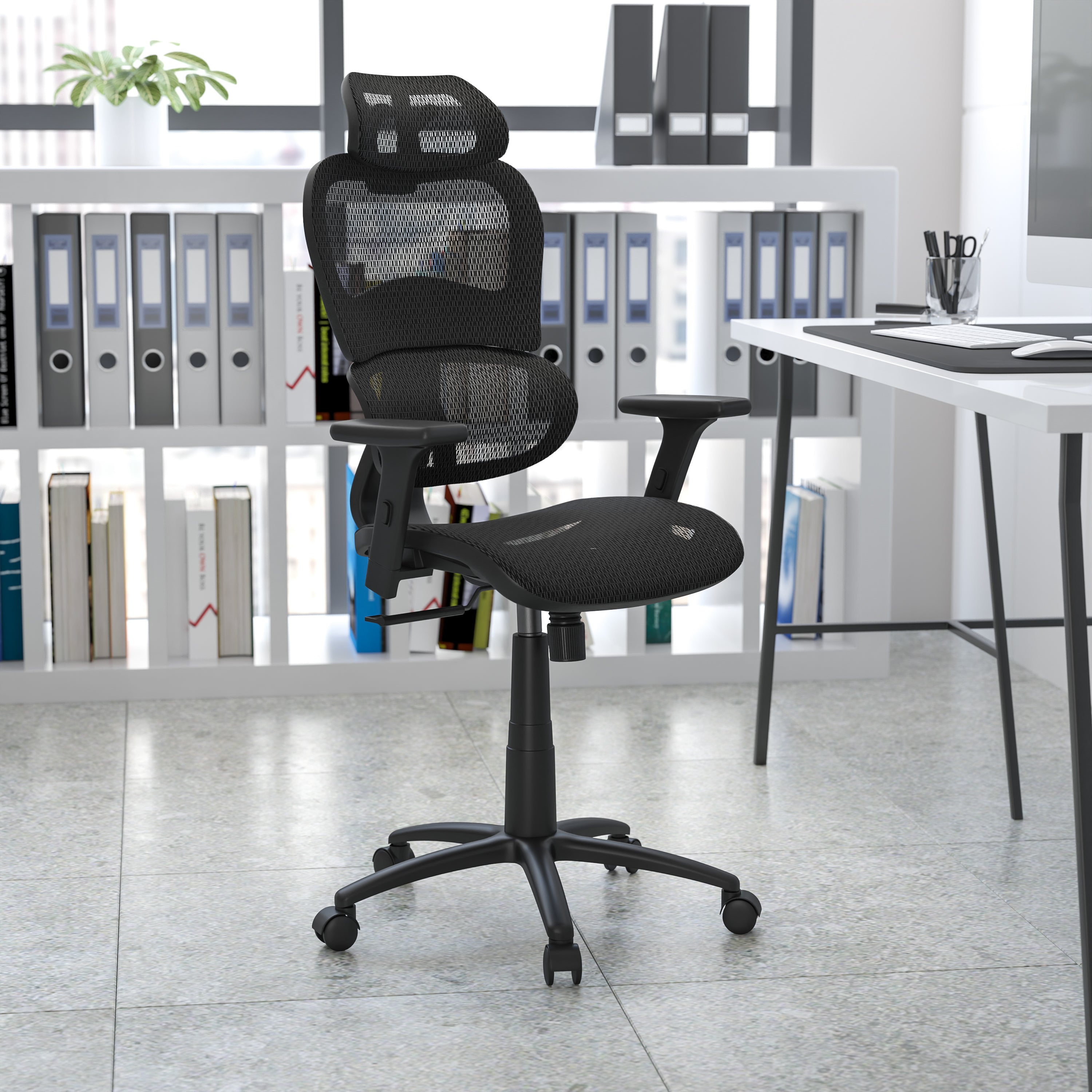 Ergonomic Mesh Office Chair with 2-to-1 Synchro-Tilt, Adjustable Headrest, Lumbar Support, and Adjustable Pivot Arms