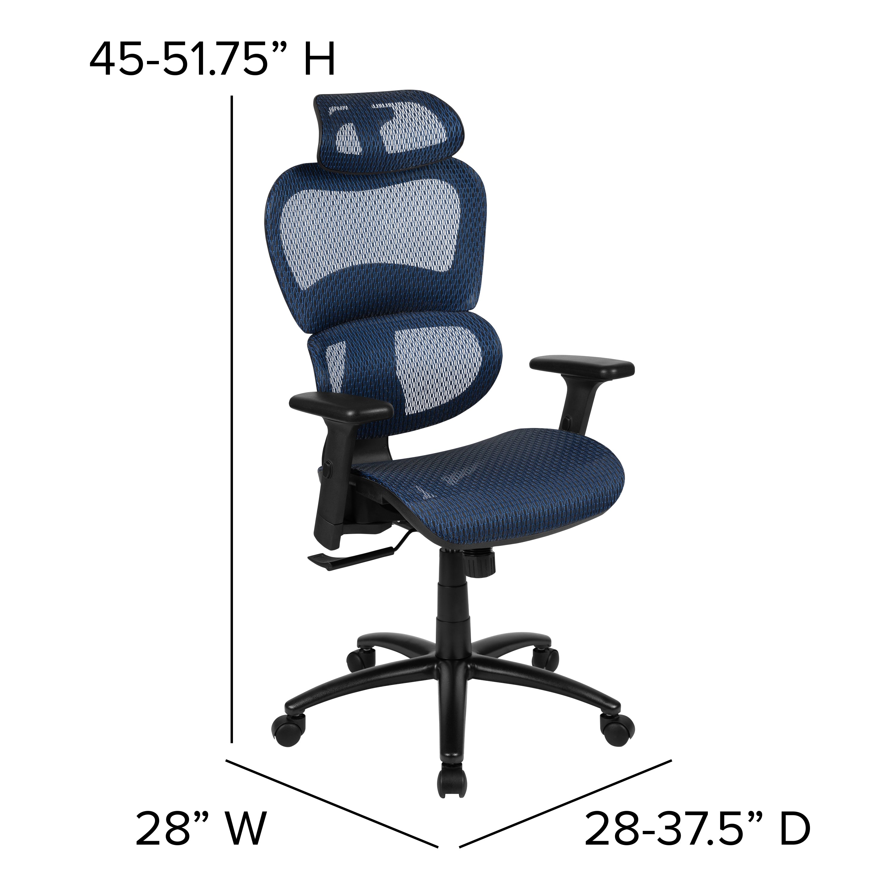 Ergonomic Mesh Office Chair with 2-to-1 Synchro-Tilt, Adjustable Headrest, Lumbar Support, and Adjustable Pivot Arms