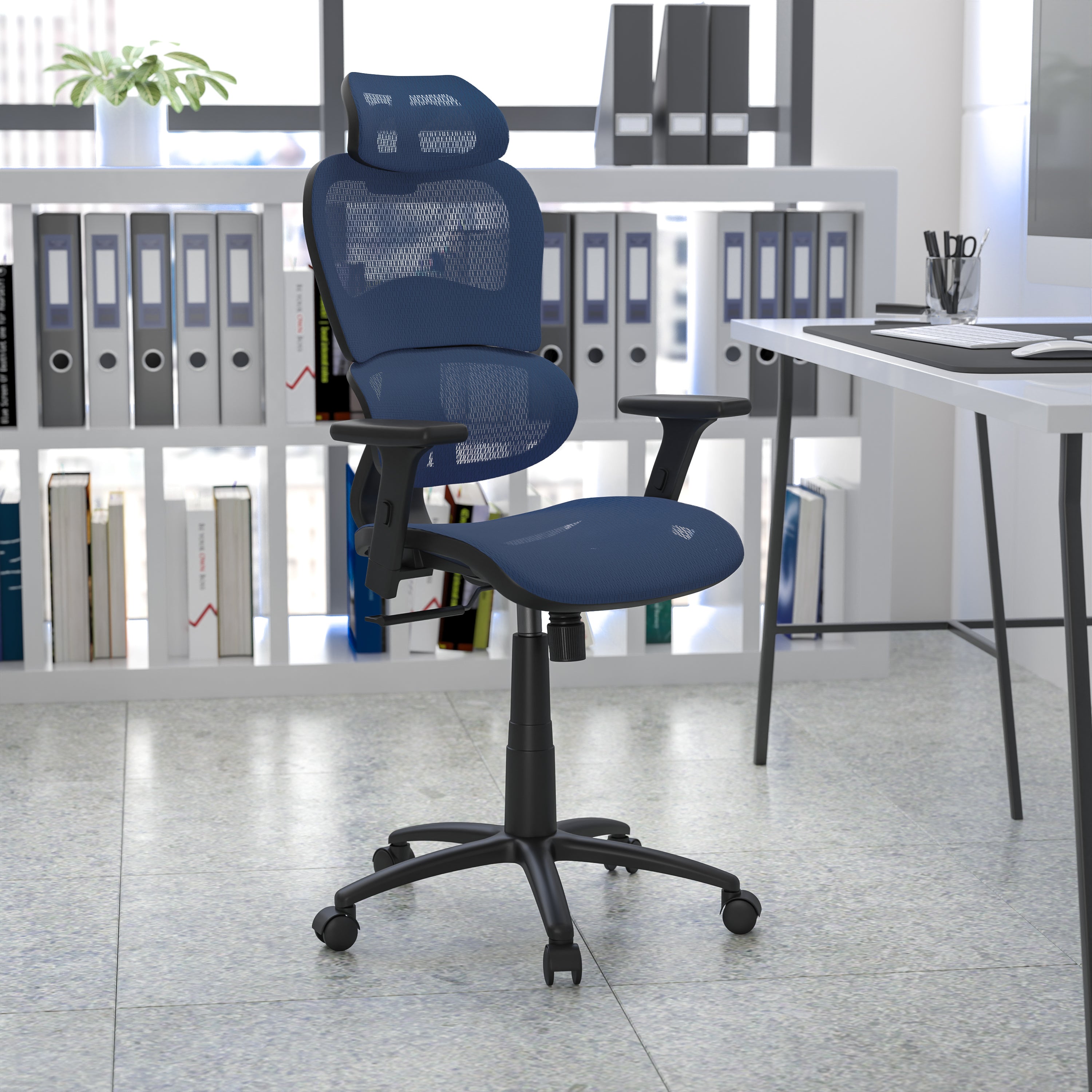 Ergonomic Mesh Office Chair with 2-to-1 Synchro-Tilt, Adjustable Headrest, Lumbar Support, and Adjustable Pivot Arms