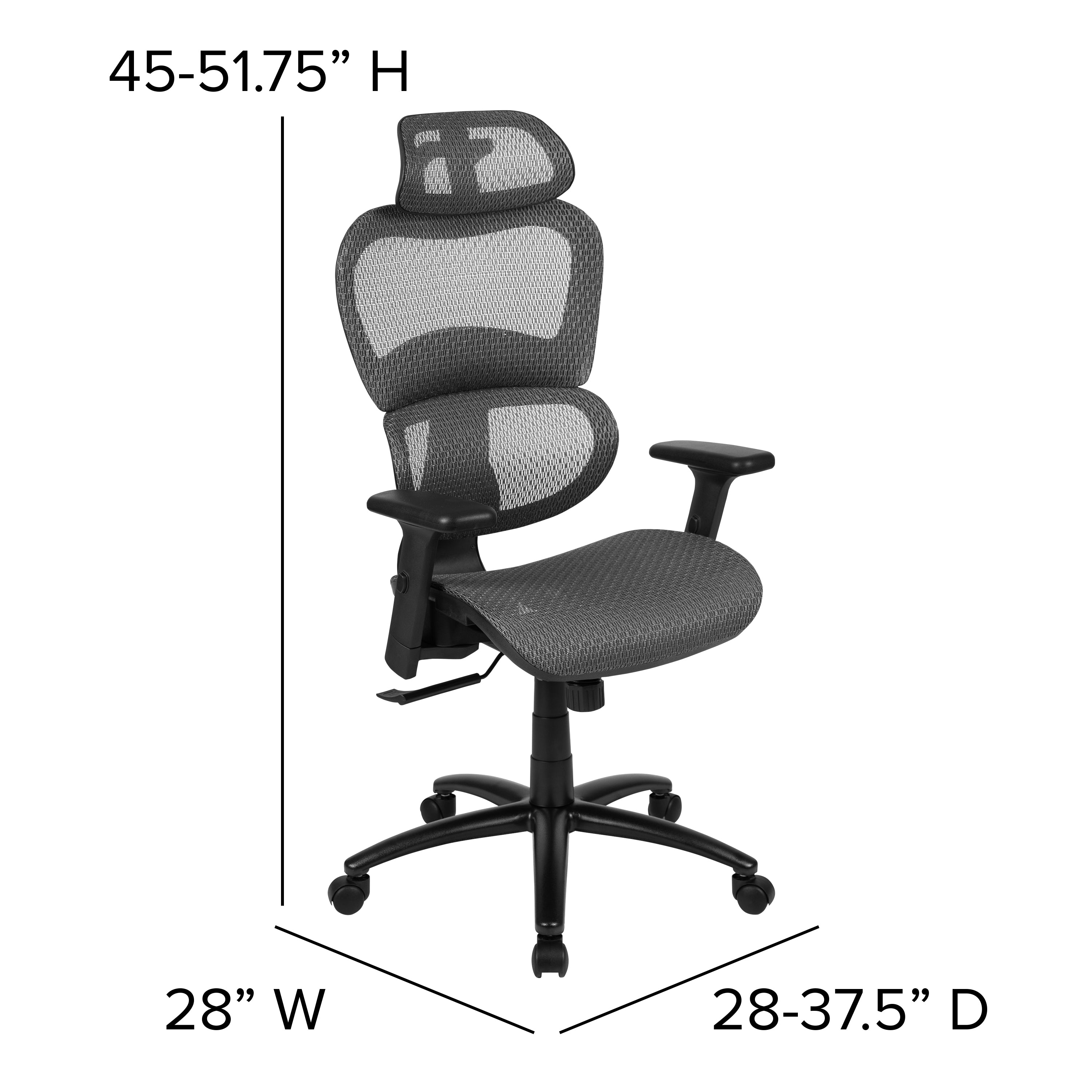 Ergonomic Mesh Office Chair with 2-to-1 Synchro-Tilt, Adjustable Headrest, Lumbar Support, and Adjustable Pivot Arms