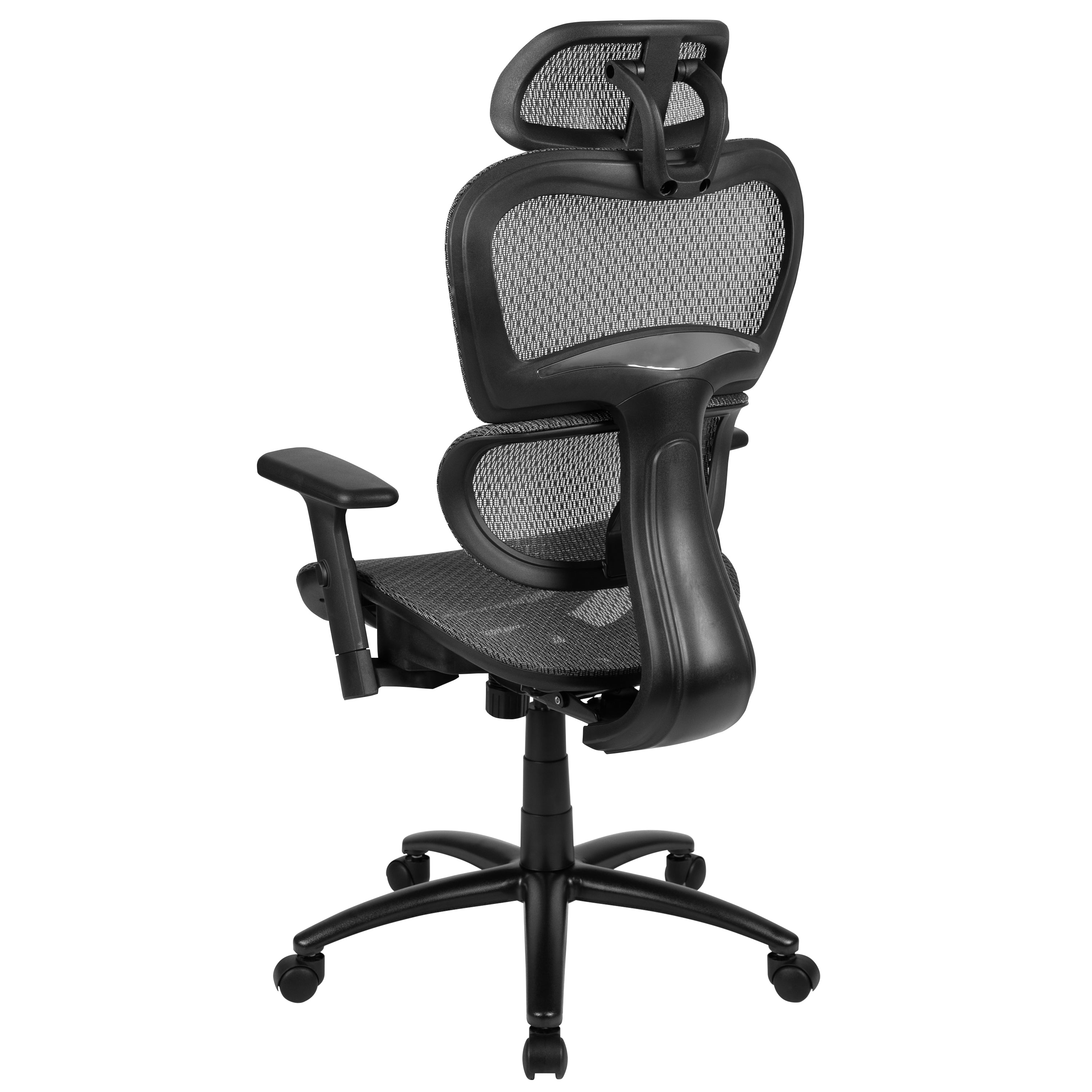 Ergonomic Mesh Office Chair with 2-to-1 Synchro-Tilt, Adjustable Headrest, Lumbar Support, and Adjustable Pivot Arms-Desk Chair-Flash Furniture-Wall2Wall Furnishings