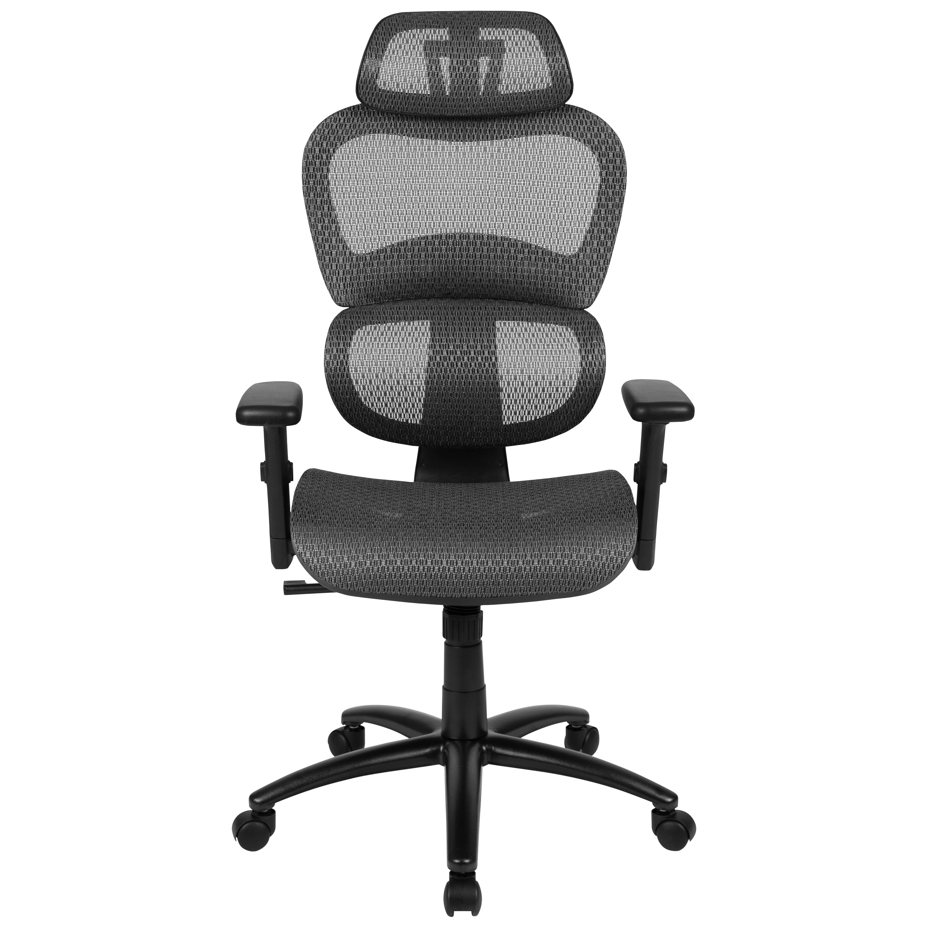 Ergonomic Mesh Office Chair with 2-to-1 Synchro-Tilt, Adjustable Headrest, Lumbar Support, and Adjustable Pivot Arms-Desk Chair-Flash Furniture-Wall2Wall Furnishings