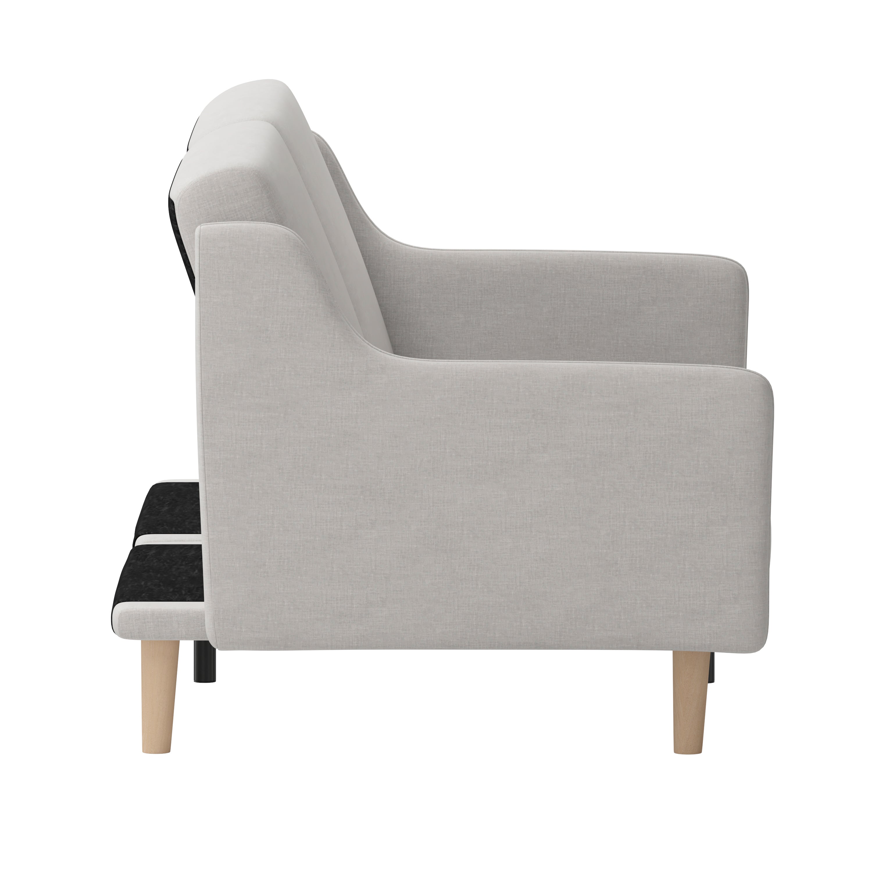Delphine Premium Convertible Split Back Sofa Futon with Curved Armrests and Solid Wood Legs