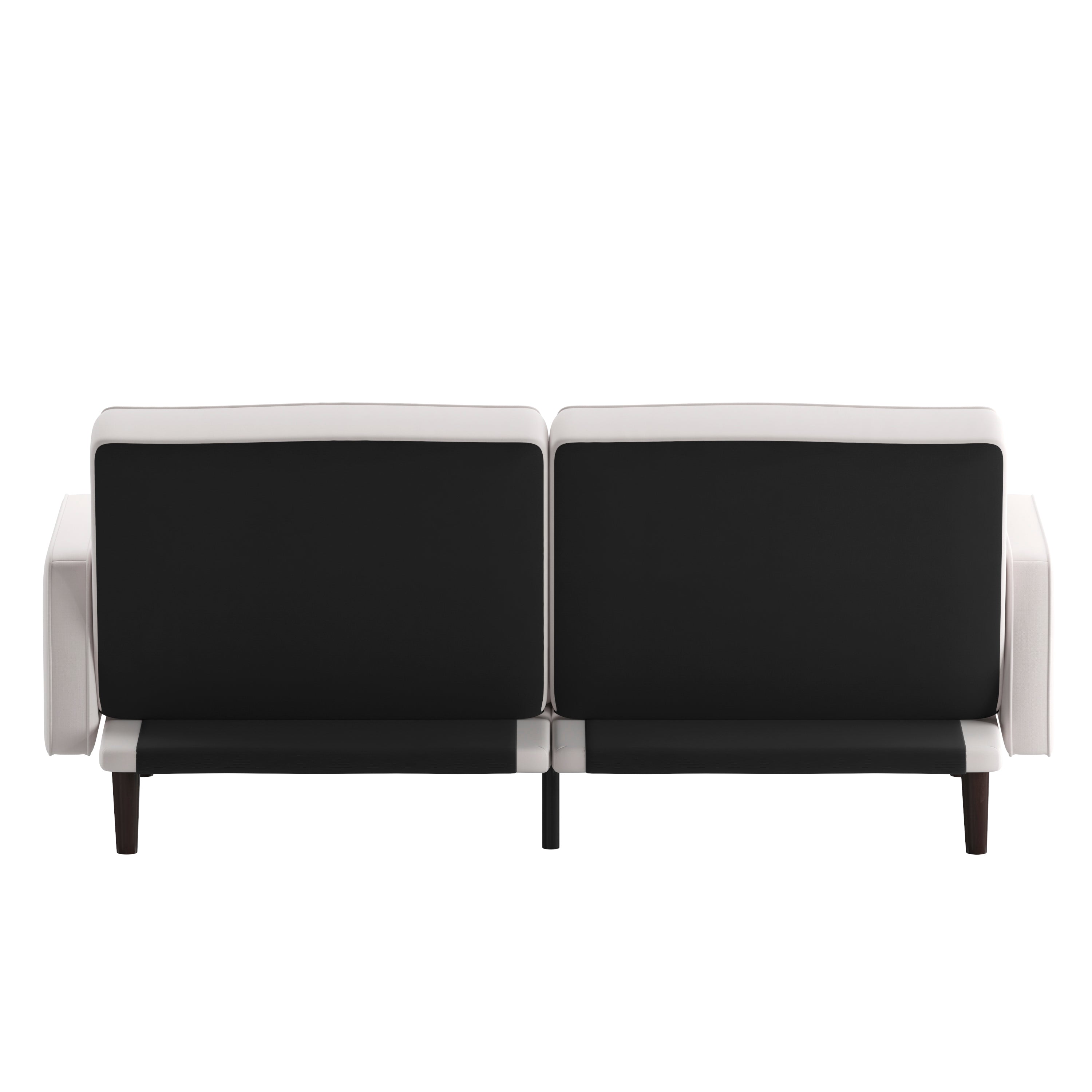 Delphine Premium Convertible Split Back Sofa Futon with Curved Armrests and Solid Wood Legs