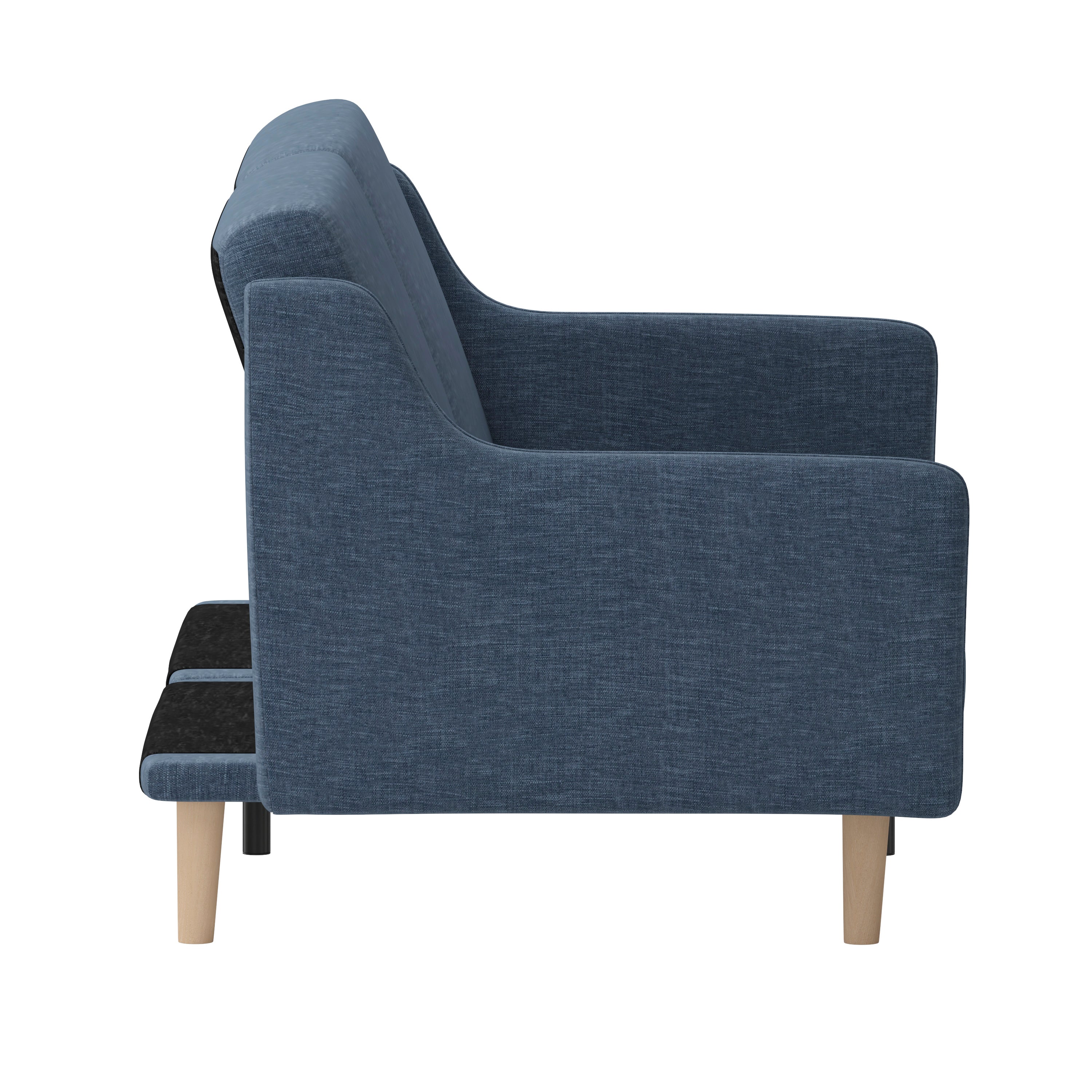 Delphine Premium Convertible Split Back Sofa Futon with Curved Armrests and Solid Wood Legs