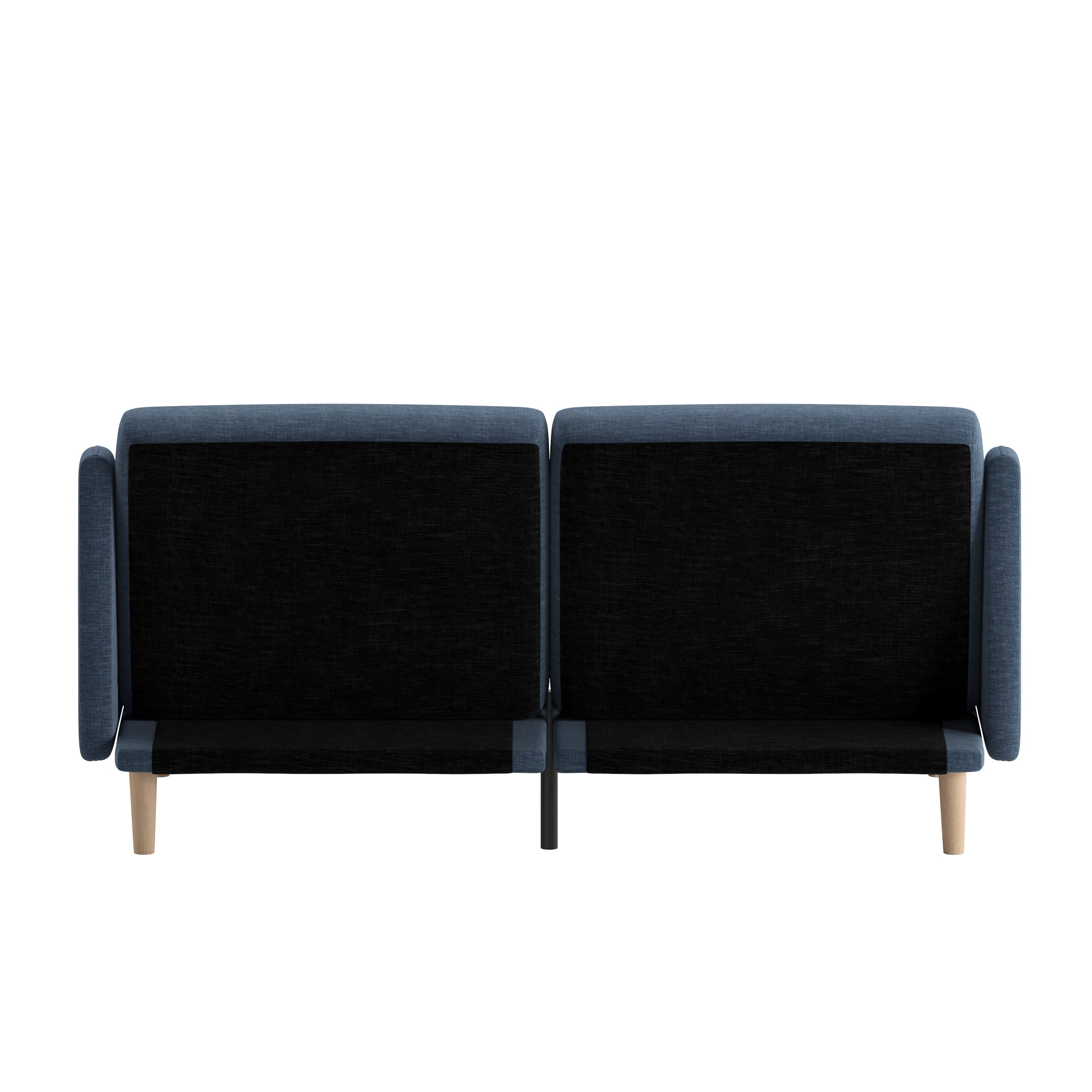 Delphine Premium Convertible Split Back Sofa Futon with Curved Armrests and Solid Wood Legs