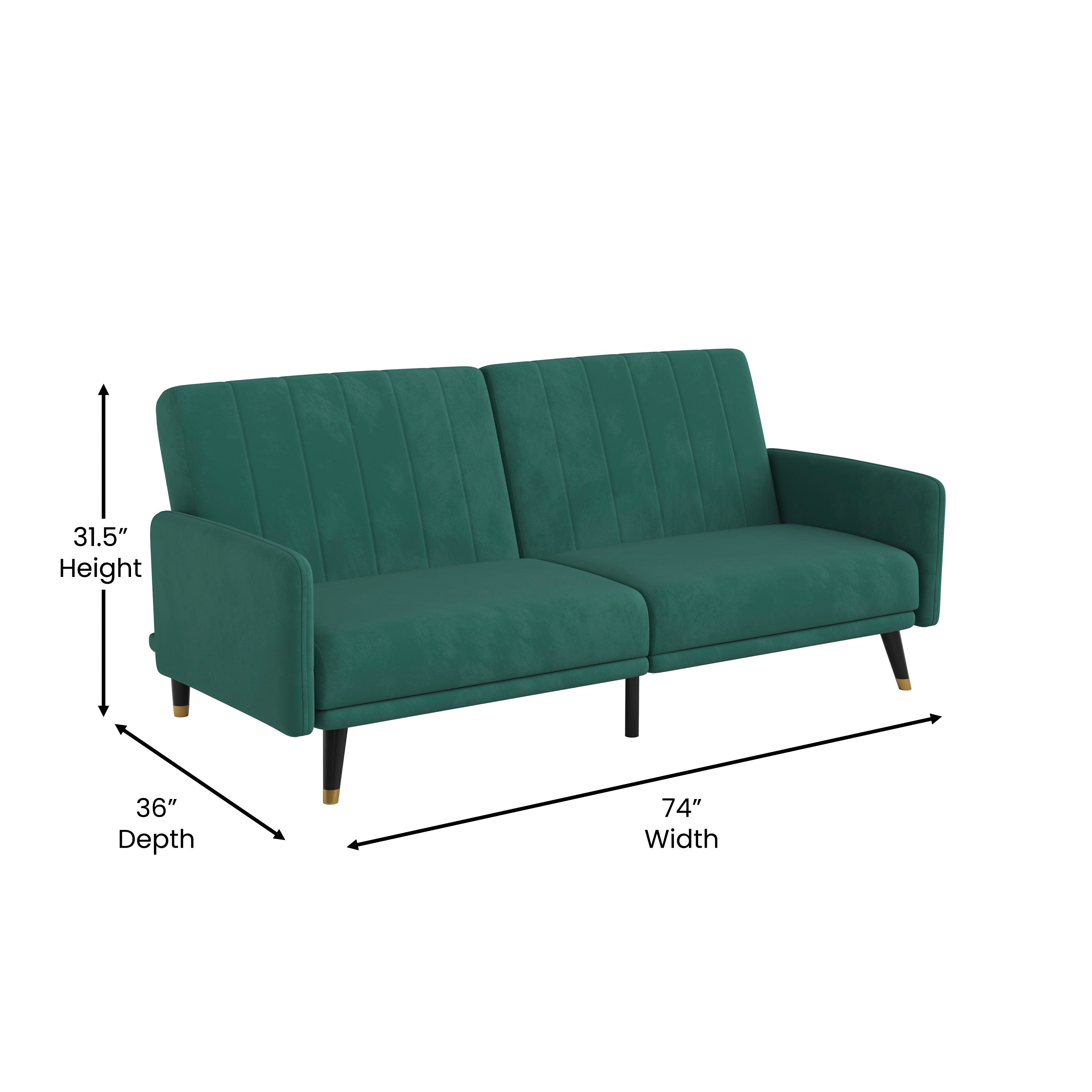 Sophia Premium Split Back Sofa Futon, Convertible Sleeper Couch for Small Spaces in Soft Upholstery with Solid Wooden Legs-Sofa Bed-Flash Furniture-Wall2Wall Furnishings