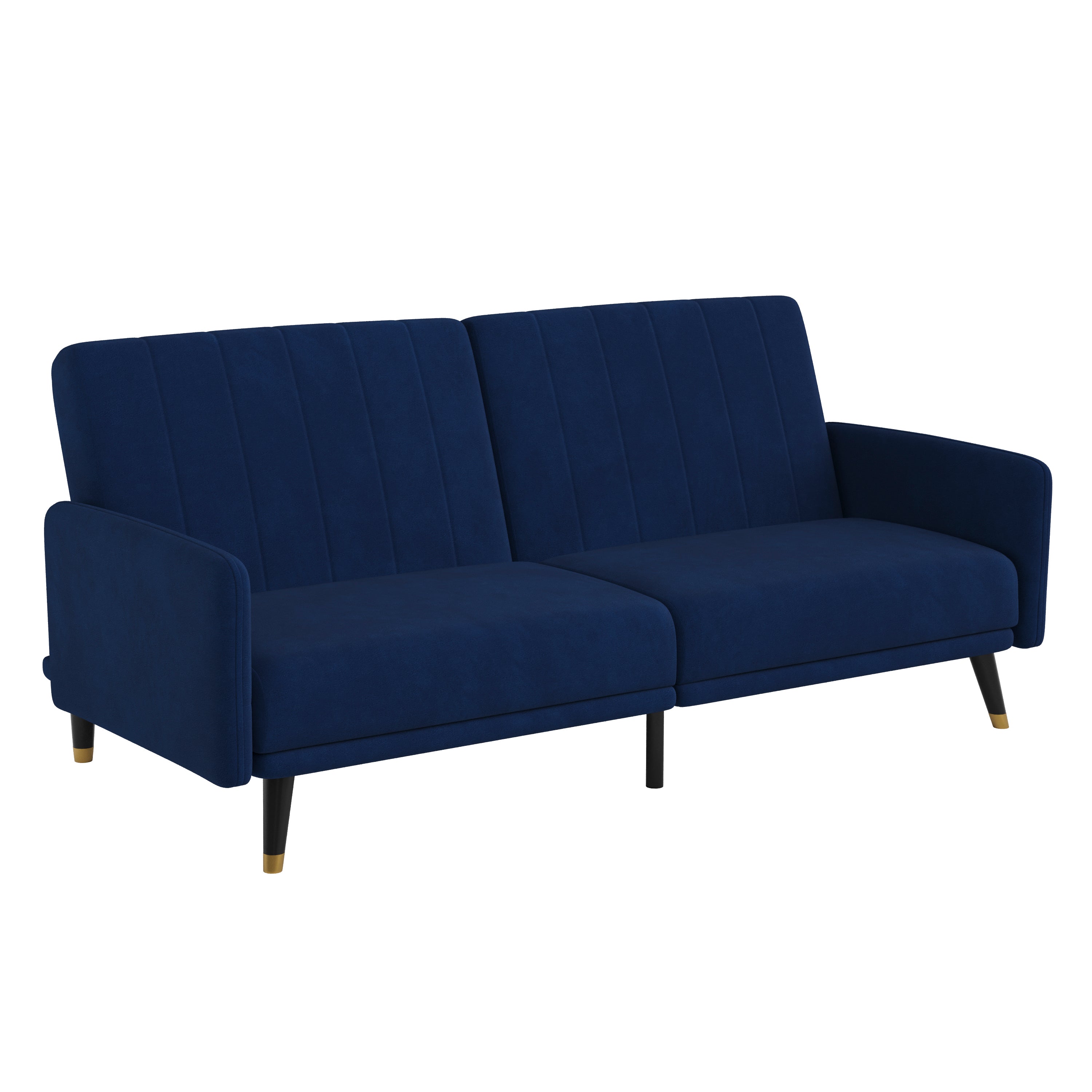 Sophia Premium Split Back Sofa Futon, Convertible Sleeper Couch for Small Spaces in Soft Upholstery with Solid Wooden Legs