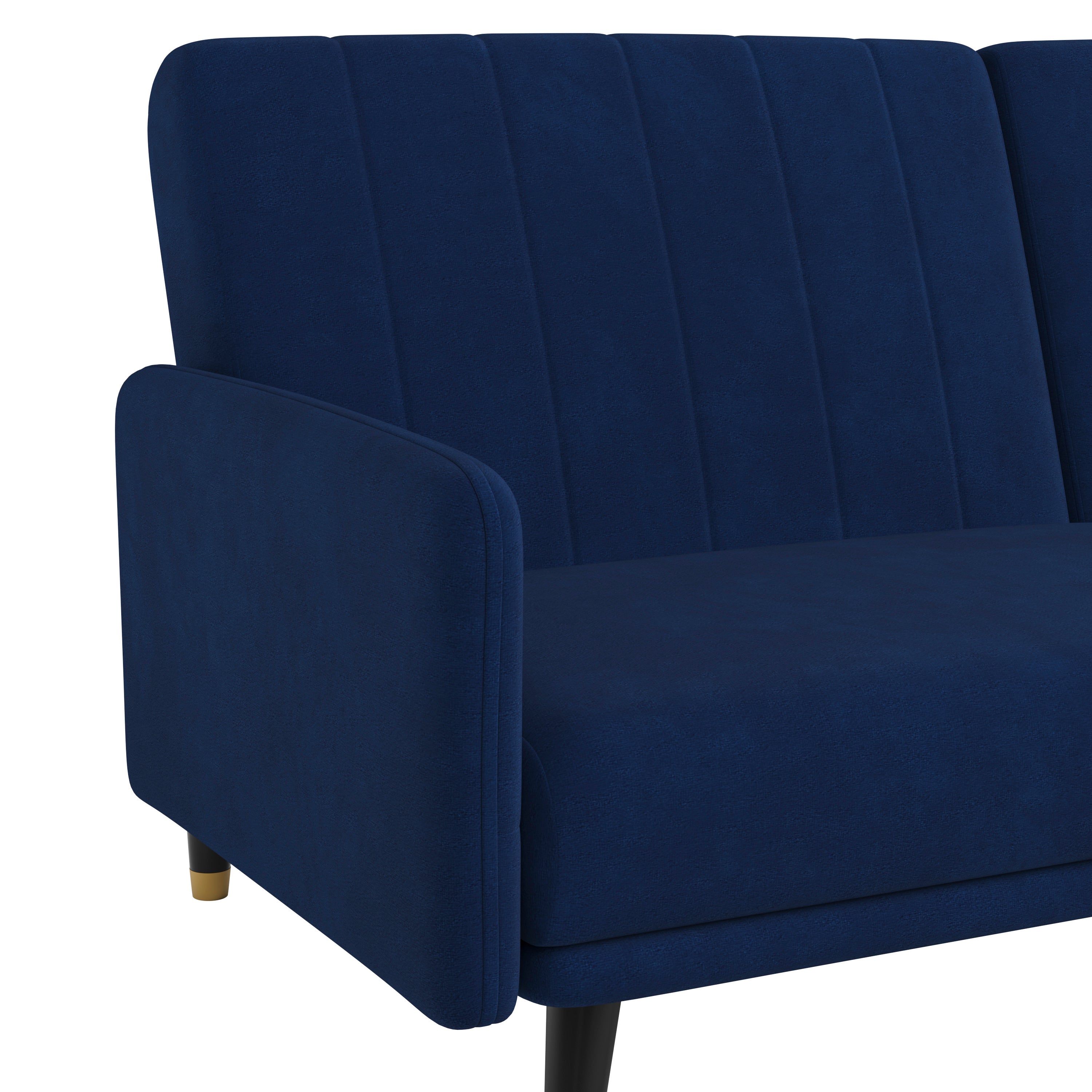 Sophia Premium Split Back Sofa Futon, Convertible Sleeper Couch for Small Spaces in Soft Upholstery with Solid Wooden Legs