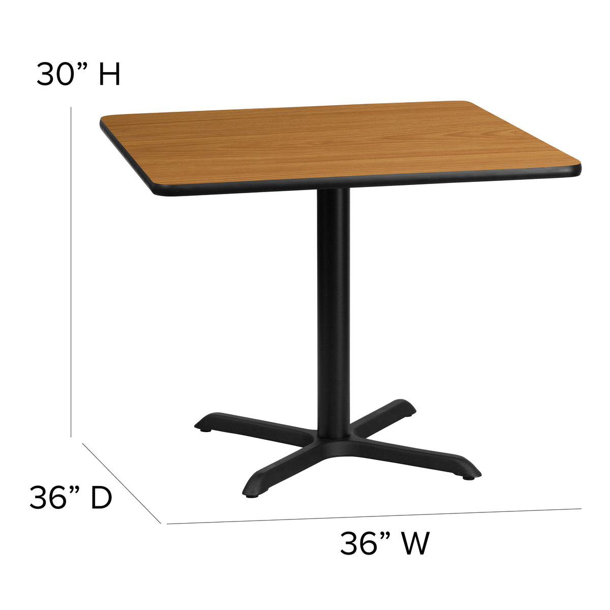 36'' Square Laminate Table Set with X-Base and 4 Ladder Back Metal Chairs