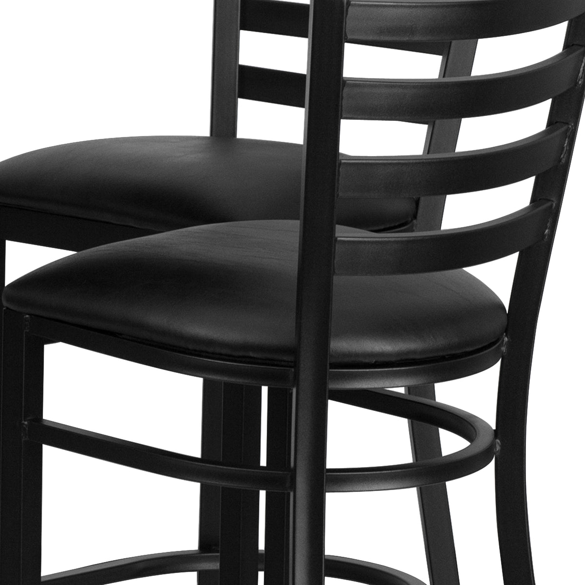 30'' Round Laminate Table Set with X-Base and 4 Ladder Back Metal Barstools