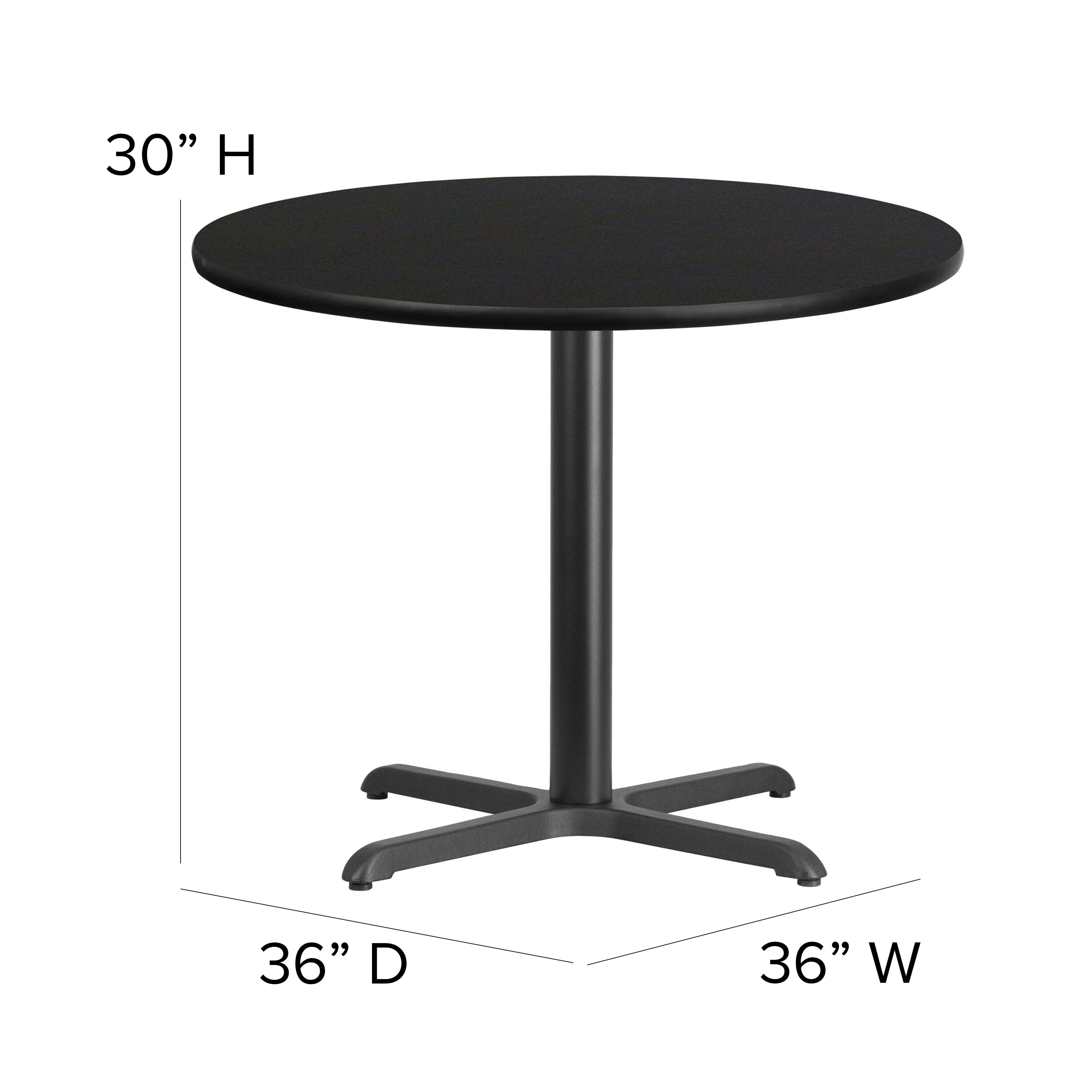 36'' Round Laminate Table Set with X-Base and 4 Ladder Back Metal Chairs-Laminate Restaurant Table and Chair Set-Flash Furniture-Wall2Wall Furnishings