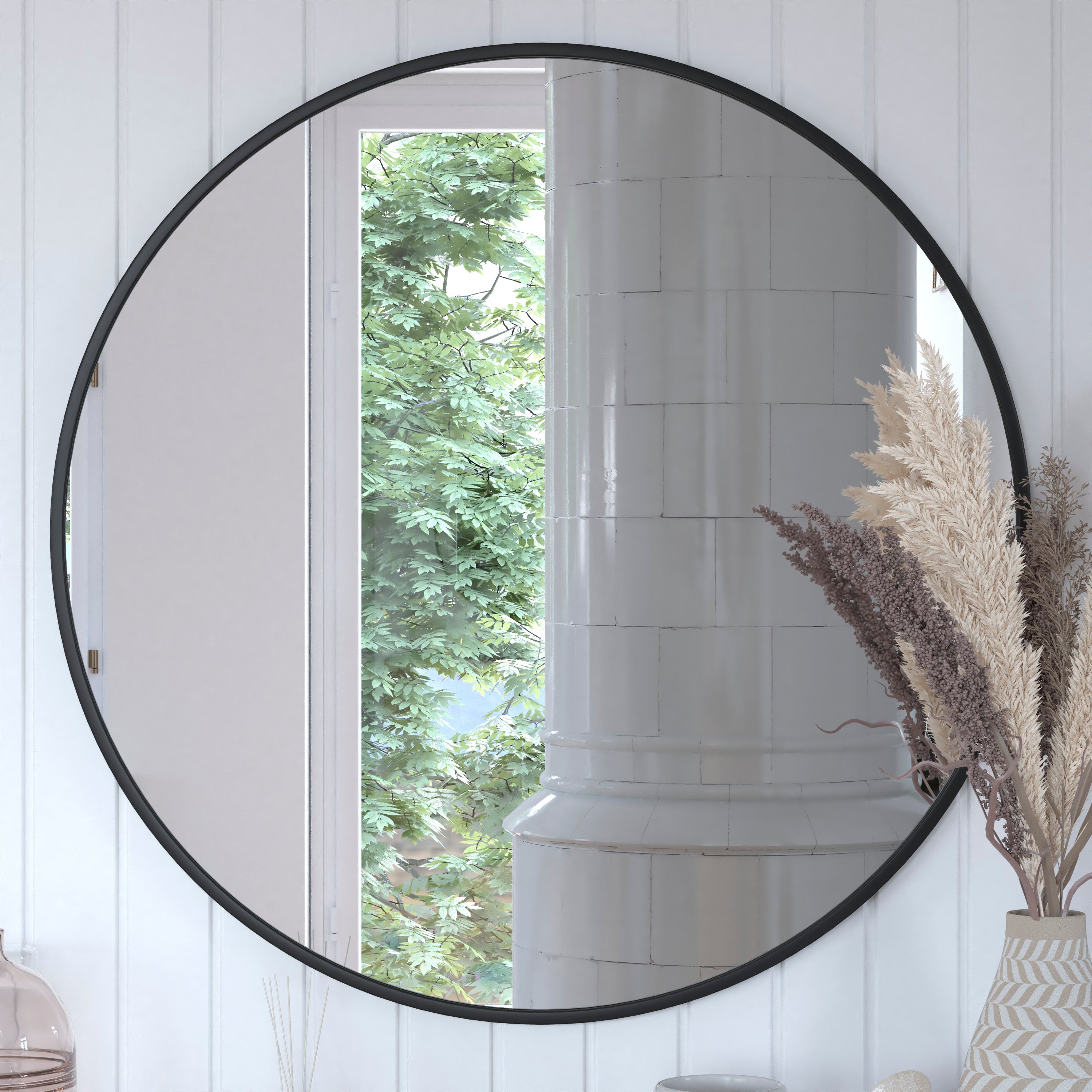 Julianne Metal Framed Wall Mirror - Large Accent Mirror for Bathroom, Vanity, Entryway, Dining Room, & Living Room-Mirror-Flash Furniture-Wall2Wall Furnishings