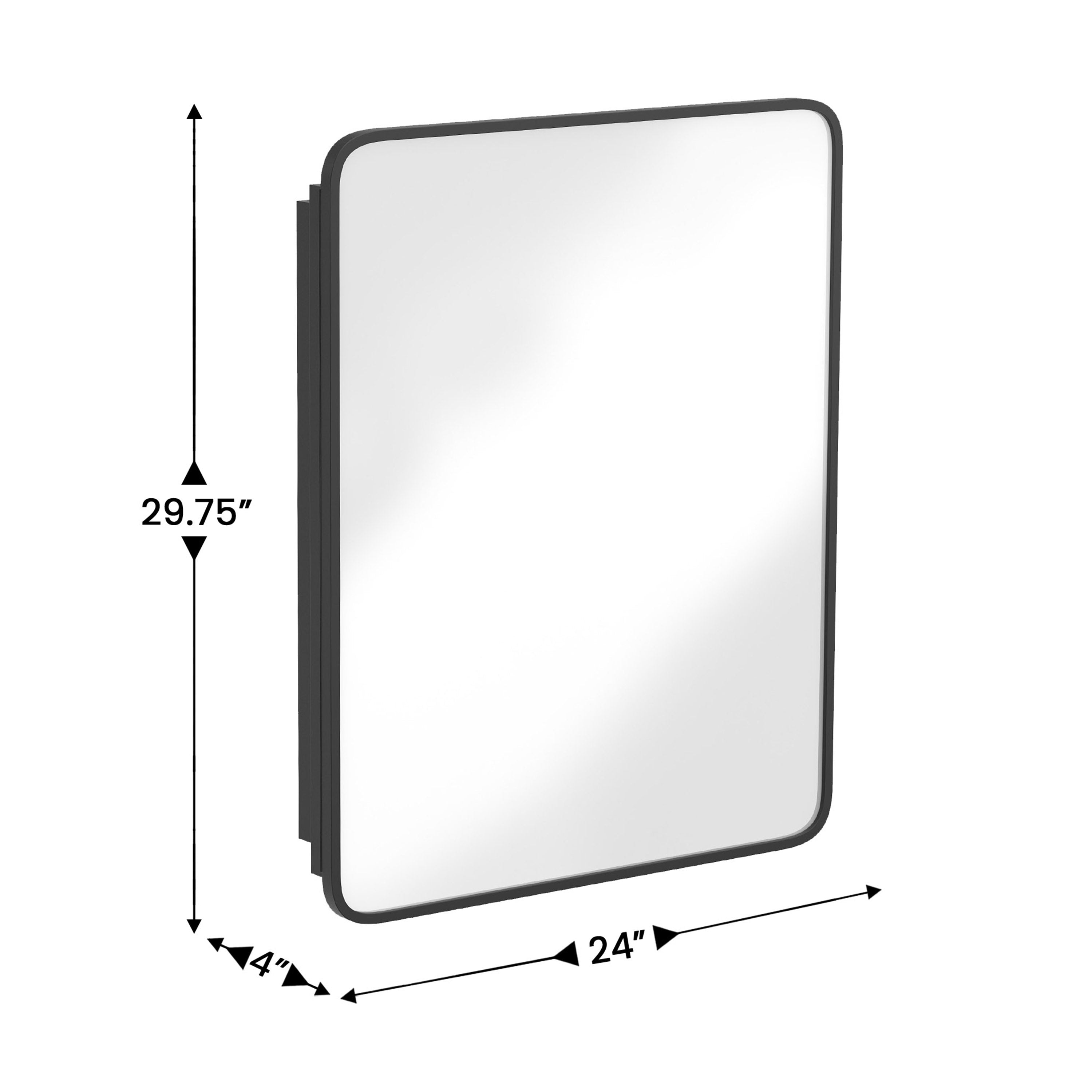Jolie Recessed Bathroom Medicine Cabinet with Rounded Beveled Mirror and Reversible Metal Frame