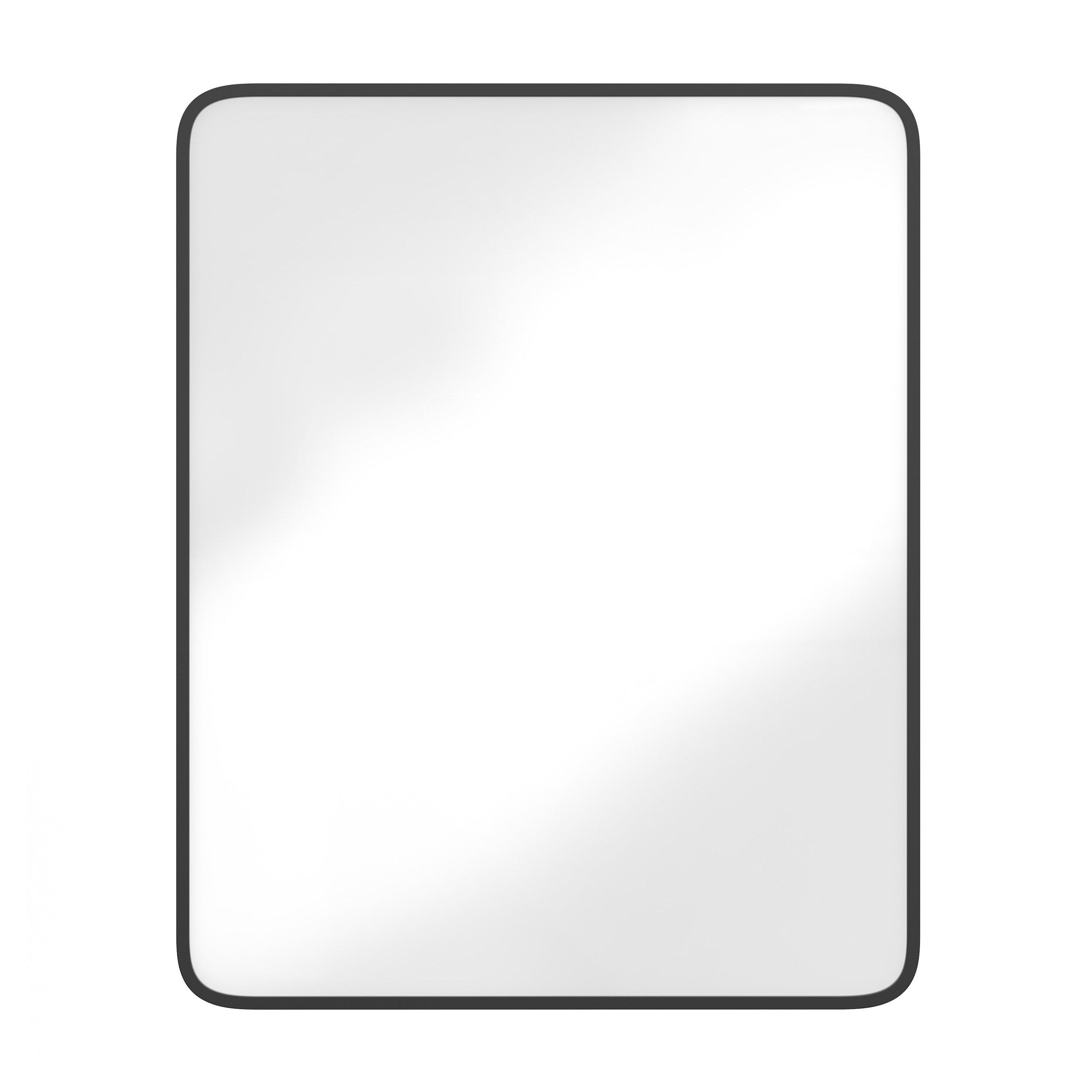 Jolie Recessed Bathroom Medicine Cabinet with Rounded Beveled Mirror and Reversible Metal Frame