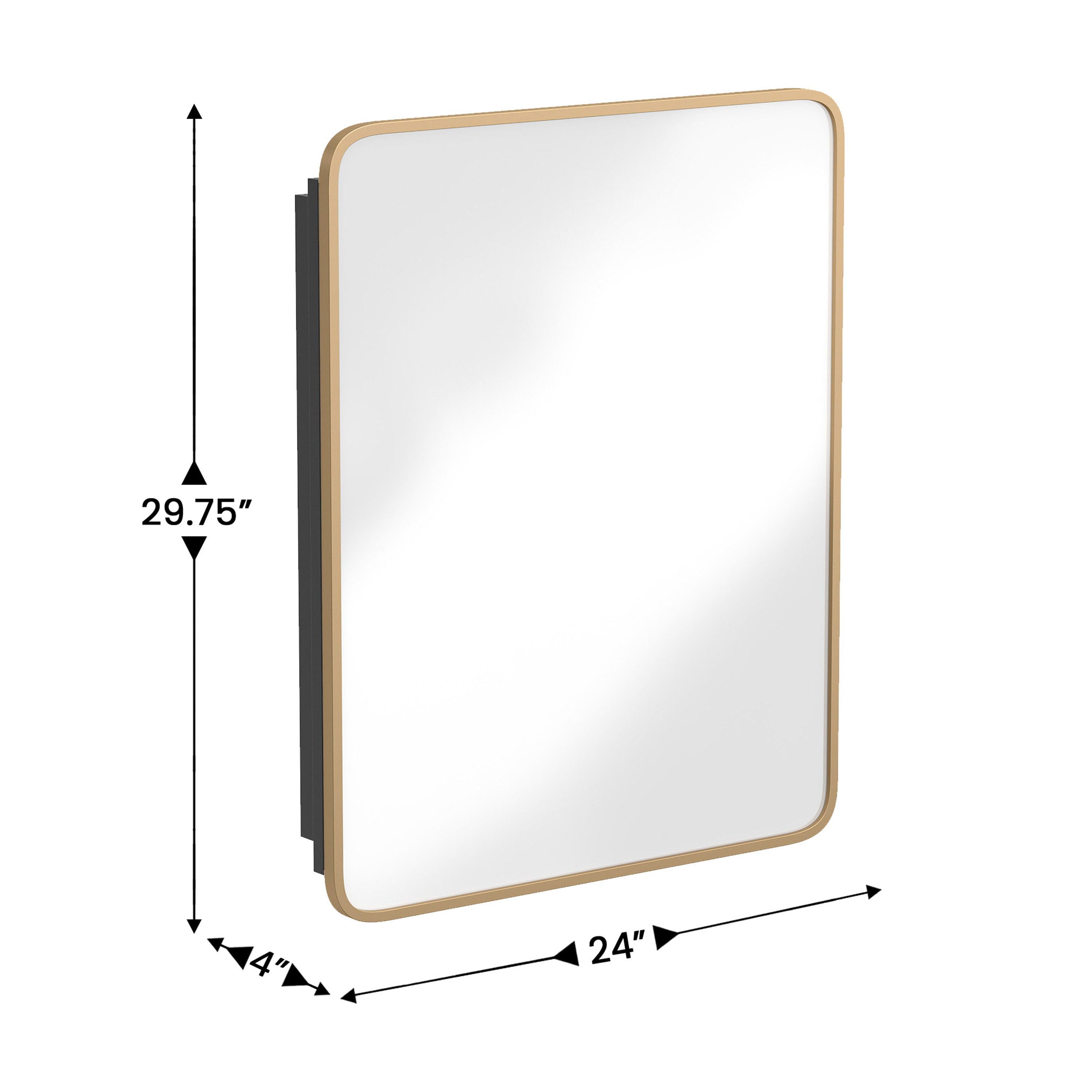Jolie Recessed Bathroom Medicine Cabinet with Rounded Beveled Mirror and Reversible Metal Frame