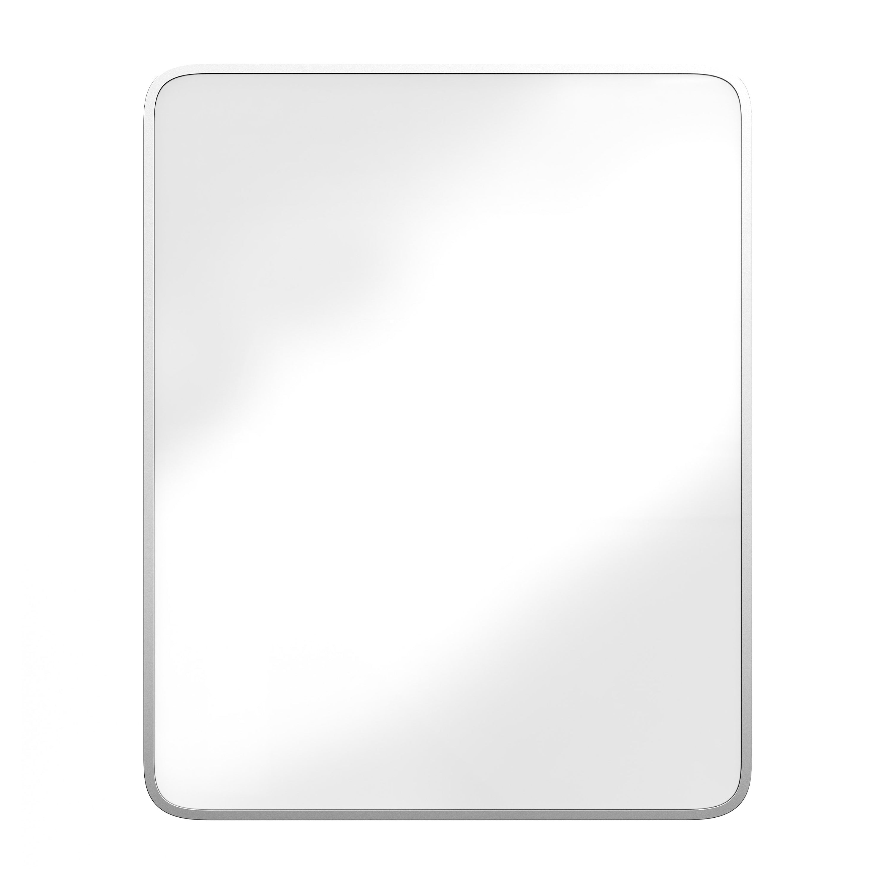 Jolie Recessed Bathroom Medicine Cabinet with Rounded Beveled Mirror and Reversible Metal Frame
