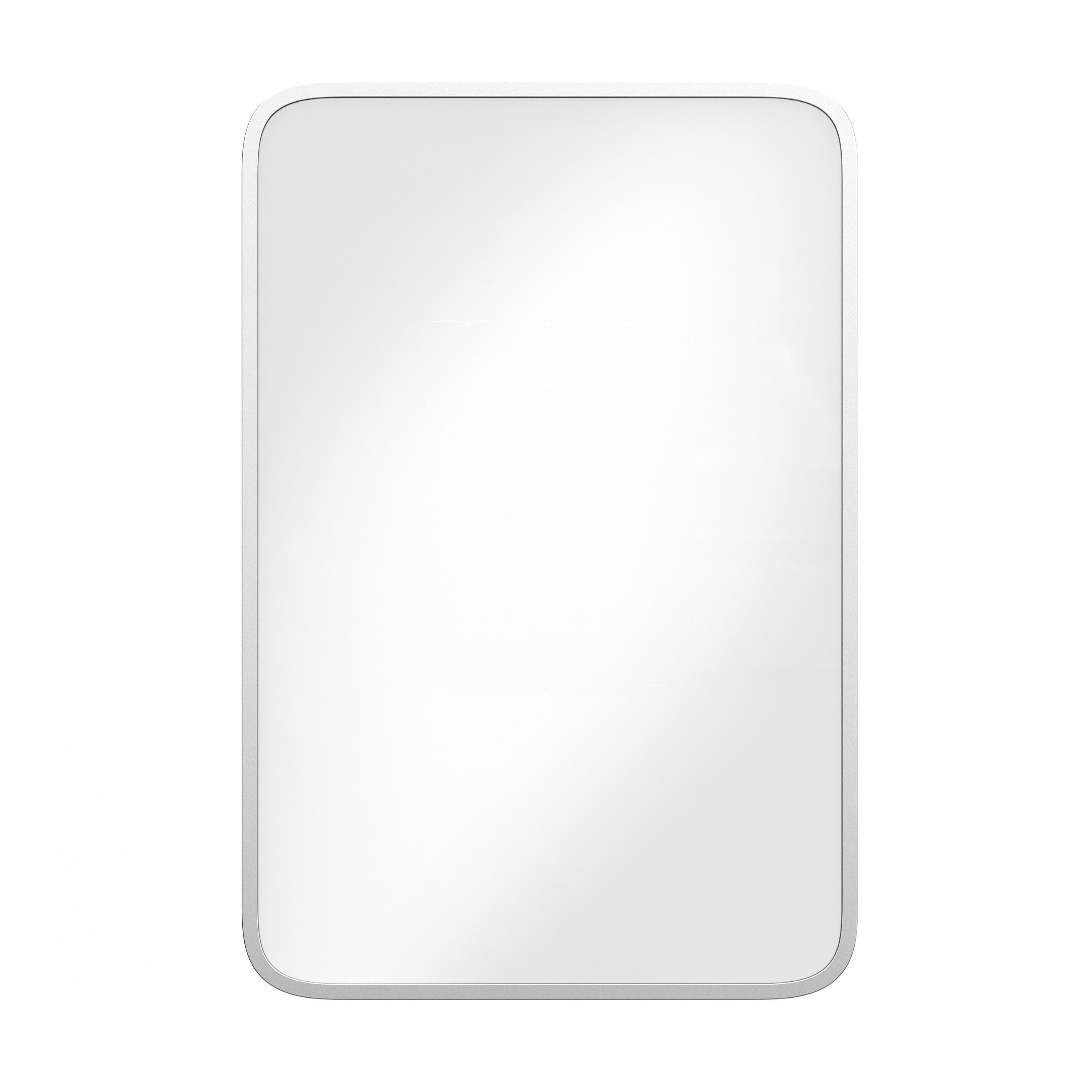 Jolie Recessed Bathroom Medicine Cabinet with Rounded Beveled Mirror and Reversible Metal Frame