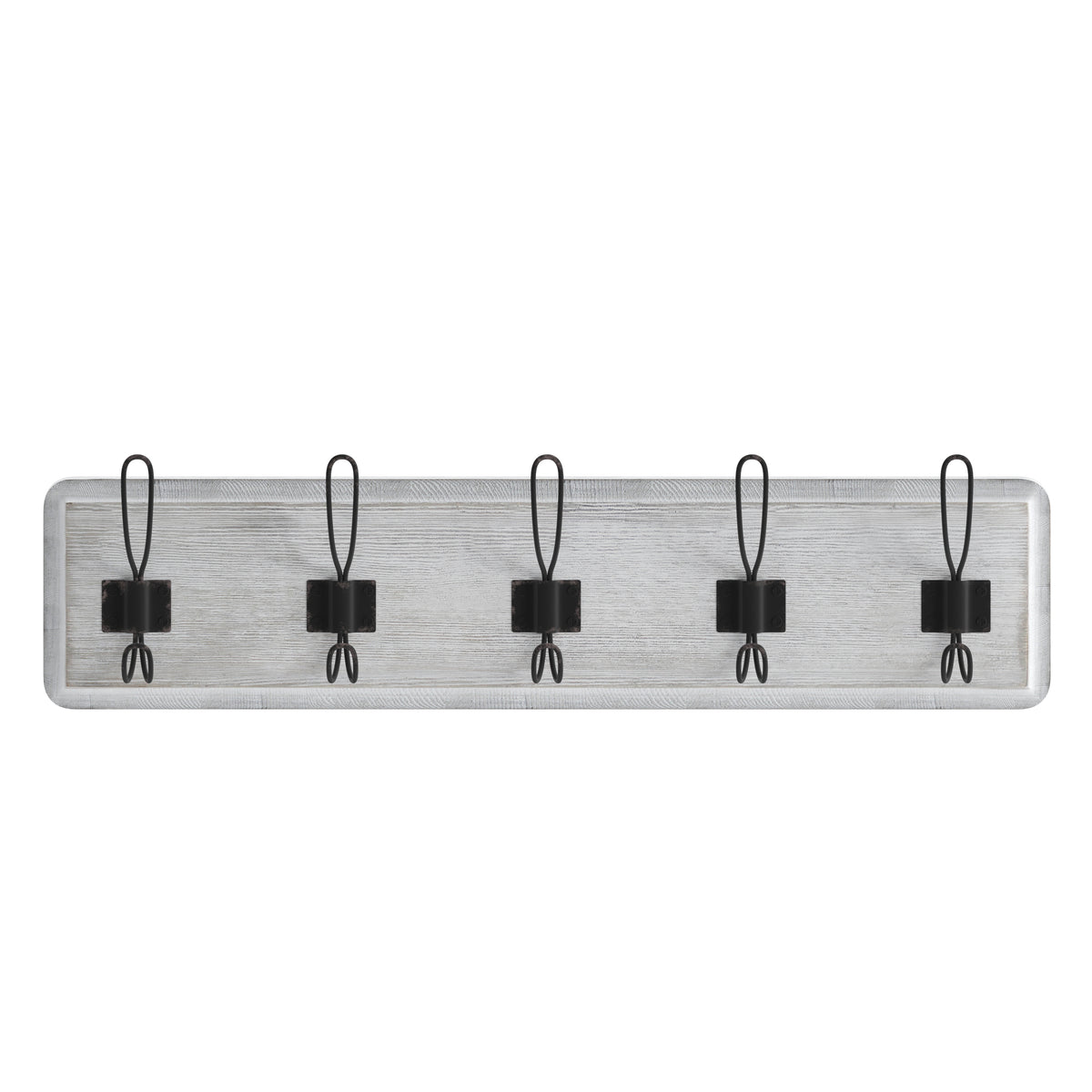 Daly Wall Mounted Solid Pine Wood Storage Rack with 5 Hanging Hooks For Entryway, Kitchen, Bathroom