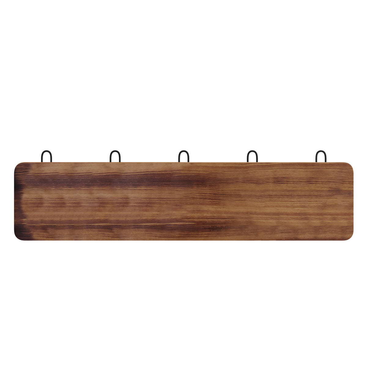 Daly Wall Mounted Solid Pine Wood Storage Rack with 5 Hanging Hooks For Entryway, Kitchen, Bathroom